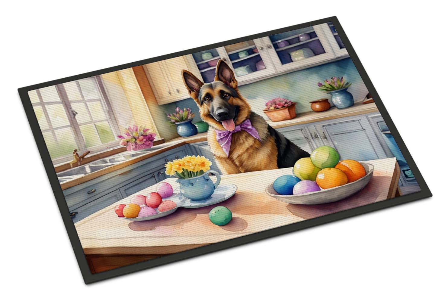 Carolines Treasures DAC6817MAT Decorating Easter German Shepherd Doormat Front Door Mat Indoor Outdoor Rugs for Entryway, Non Slip Washable Low Pile, 18H X 27W