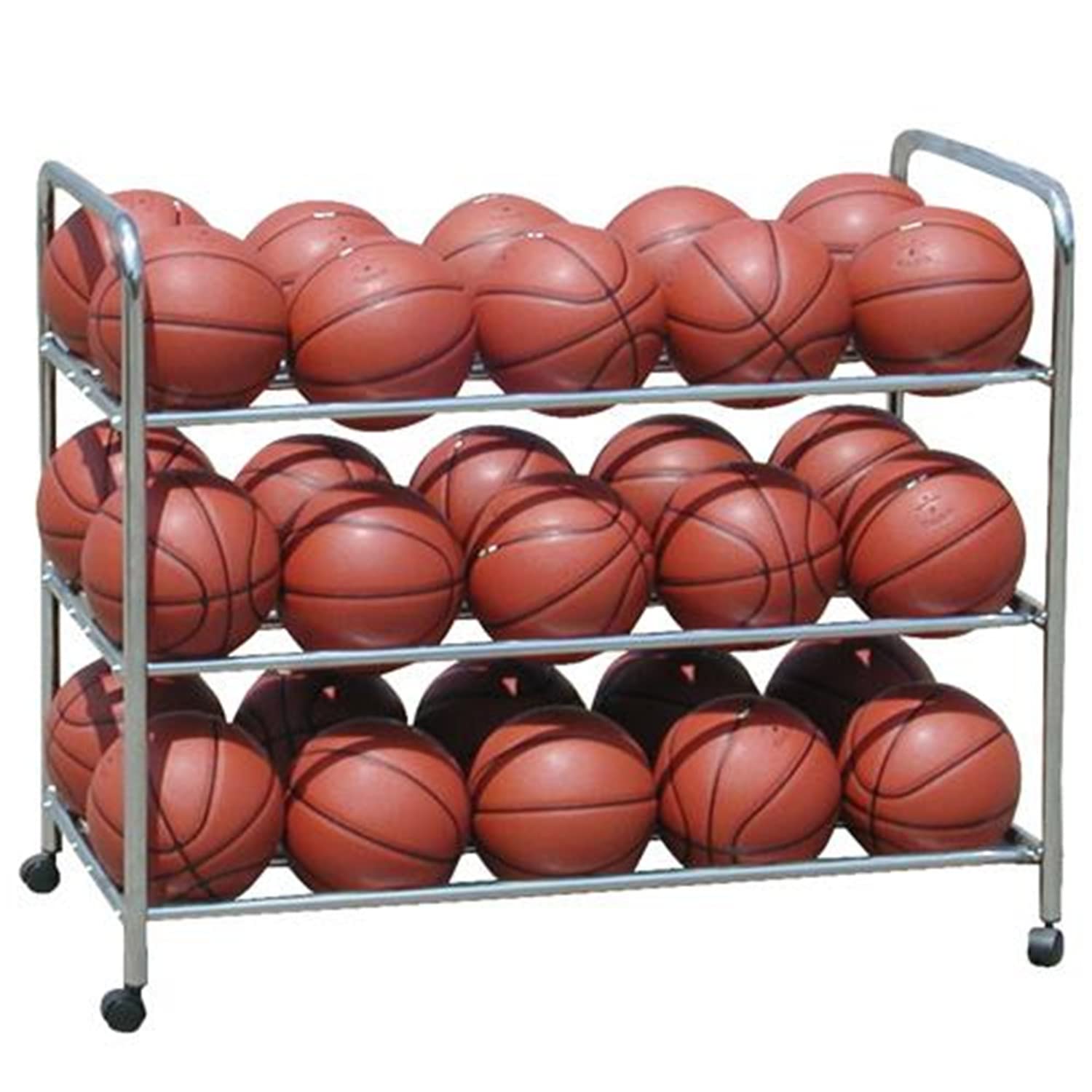 Bsn Sports Double Wide Steel Ball Cart, Silver, 45L X 24W X 22H