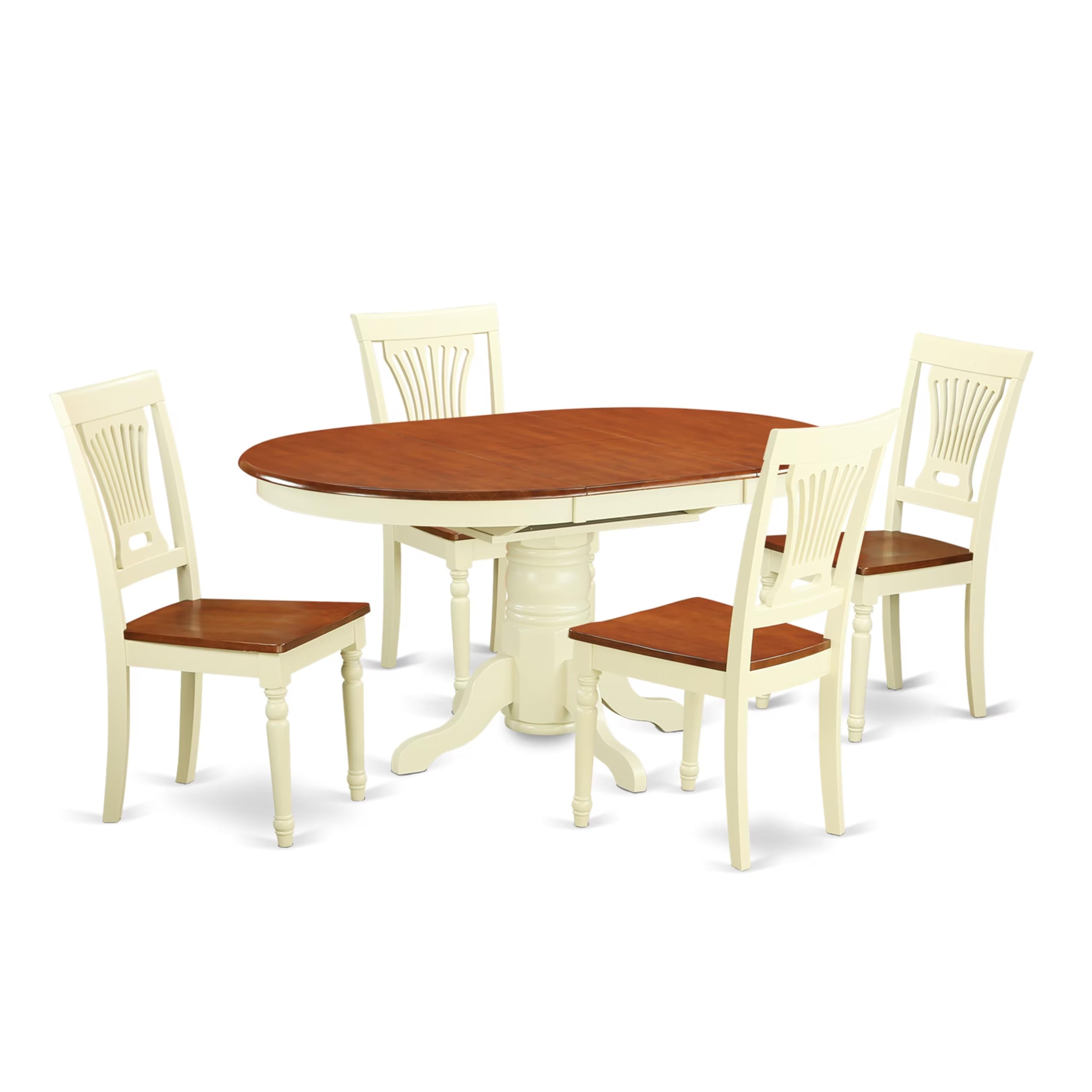 5  Pc  Dining  room  set-Oval  dinette  Table  with  Leaf  and  4  Dining  Chairs.