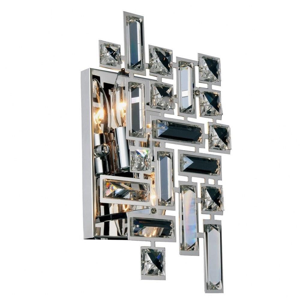 Picasso 2 light Chrome Wall Sconce Clear Royal Cut Crystal