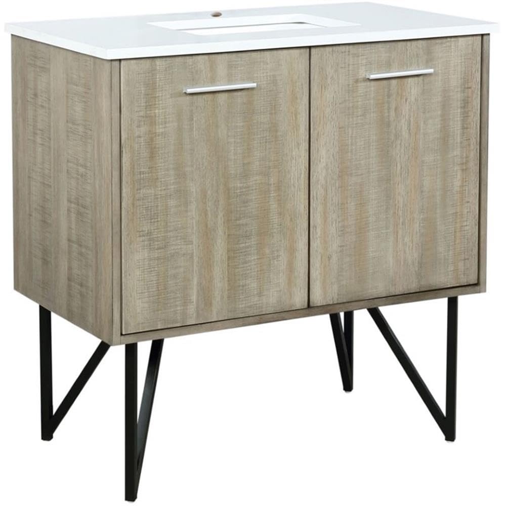 Rustic Acacia Bath Vanity 36 in. W x 20 in. D, with White Quartz Top