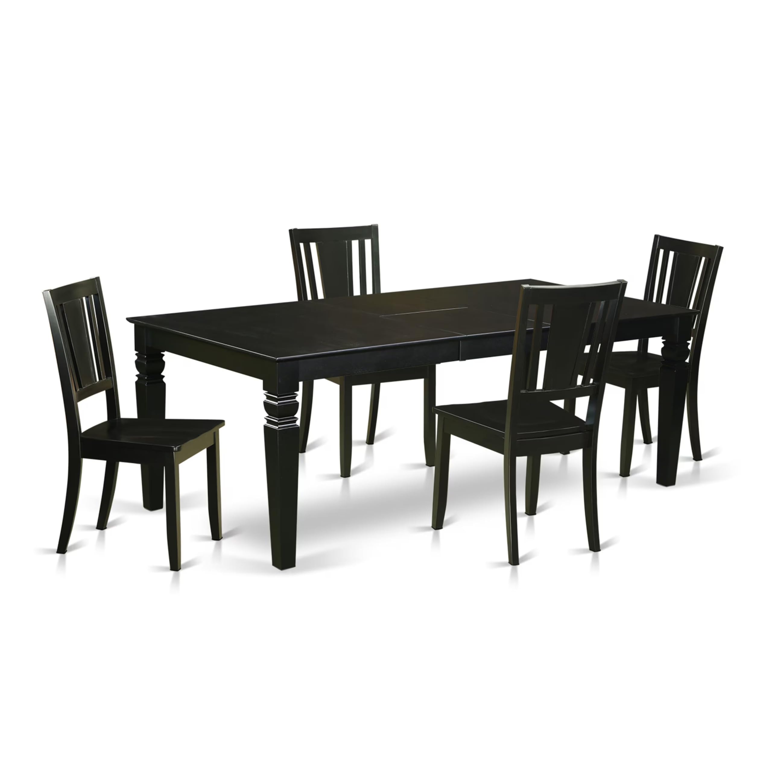 5  Pc  Dining  Room  set  with  a  Dinning  Table  and  4  Wood  Dining  Chairs  in  Black