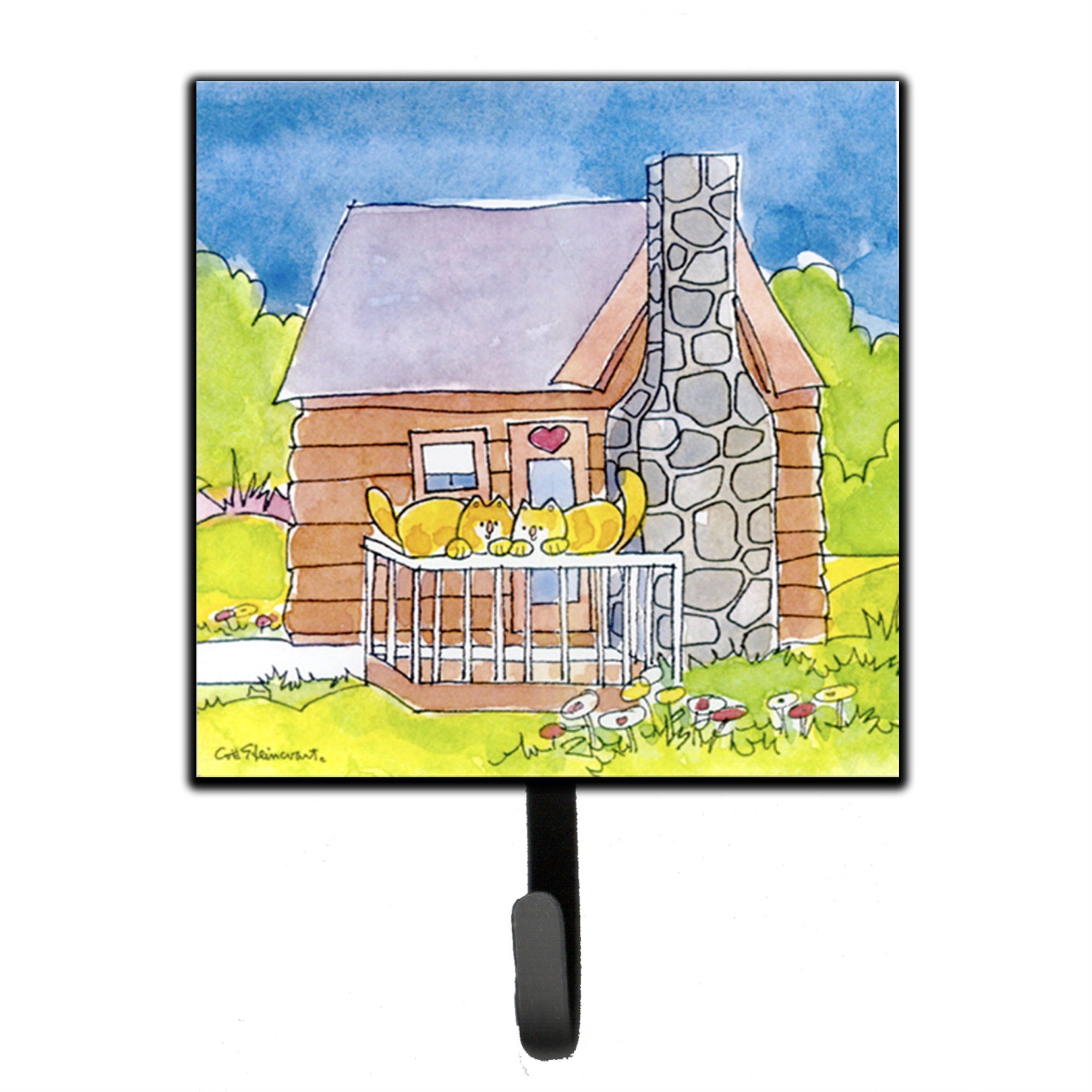 Caroline'S Treasures 6104Sh4 Cat Love At The Log Cabin Leash Holder Or Key Hook, Small, Multicolor