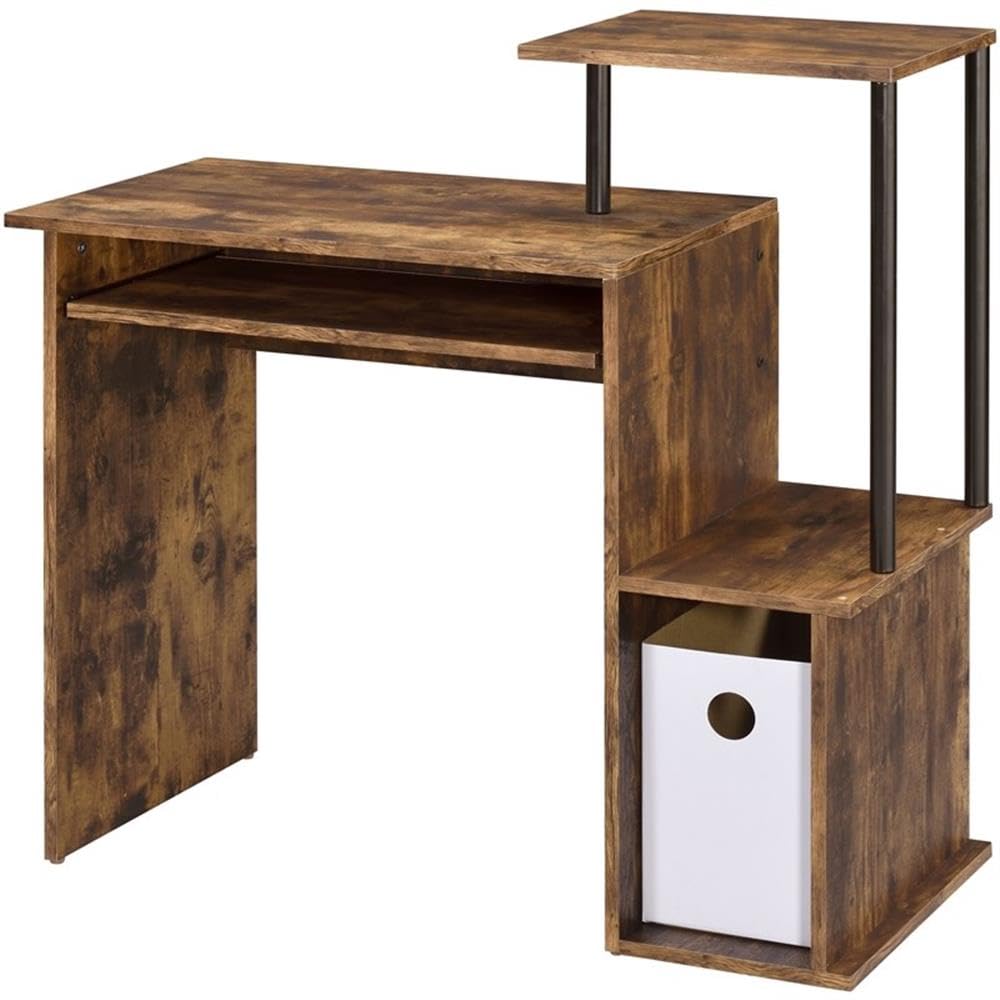 Computer Desk, Weathered Oak & Black Finish