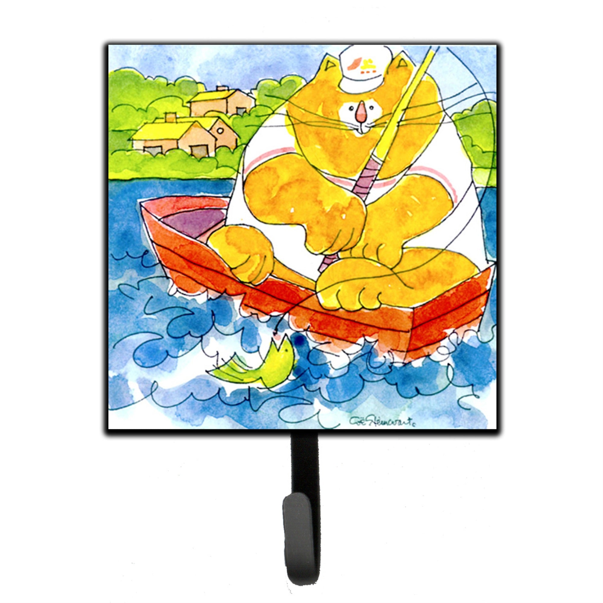 Caroline'S Treasures 6107Sh4 Big Orange Cat Fishing Leash Holder Or Key Hook, Small, Multicolor