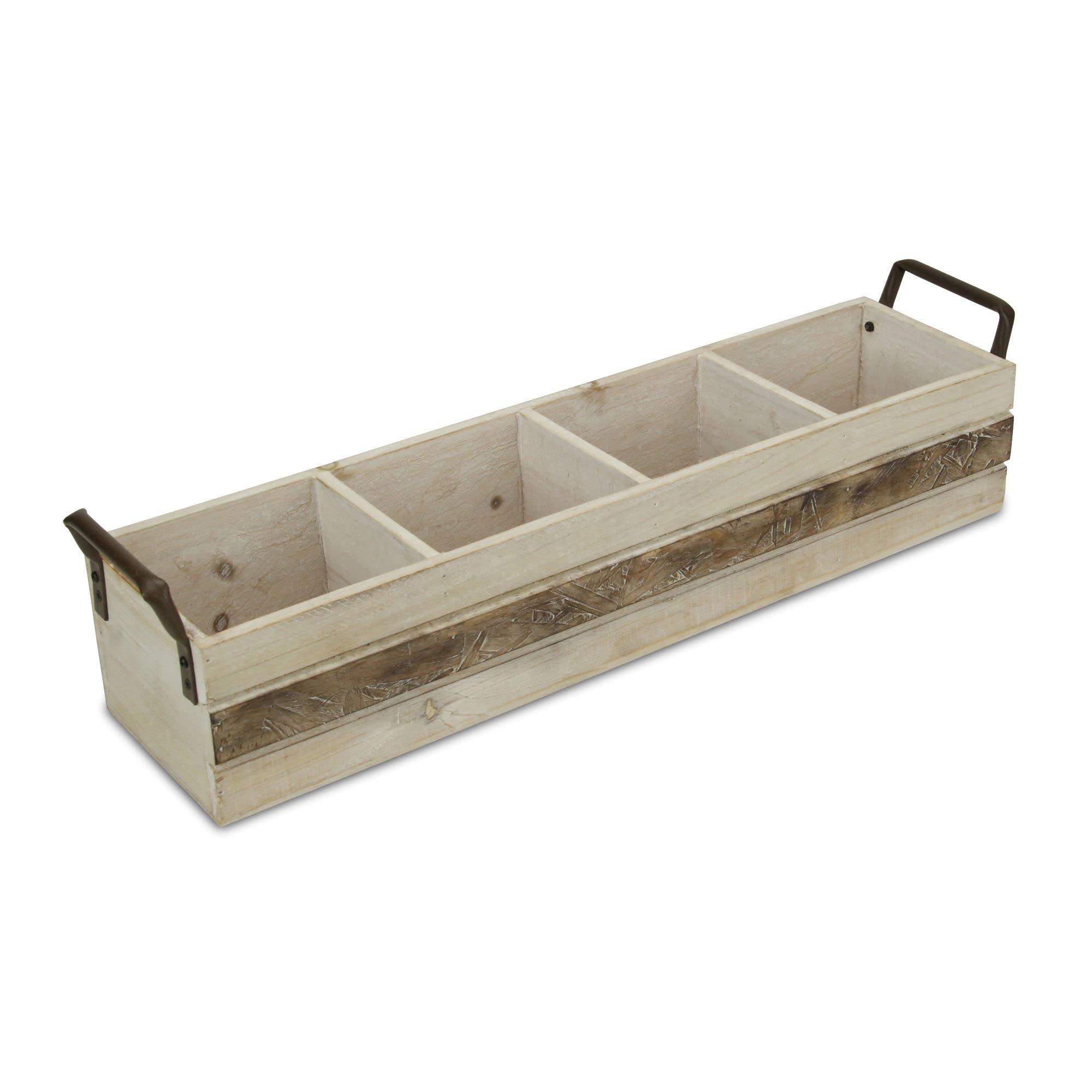 Reid Wooden 4 Slot Storage Caddy - Brown