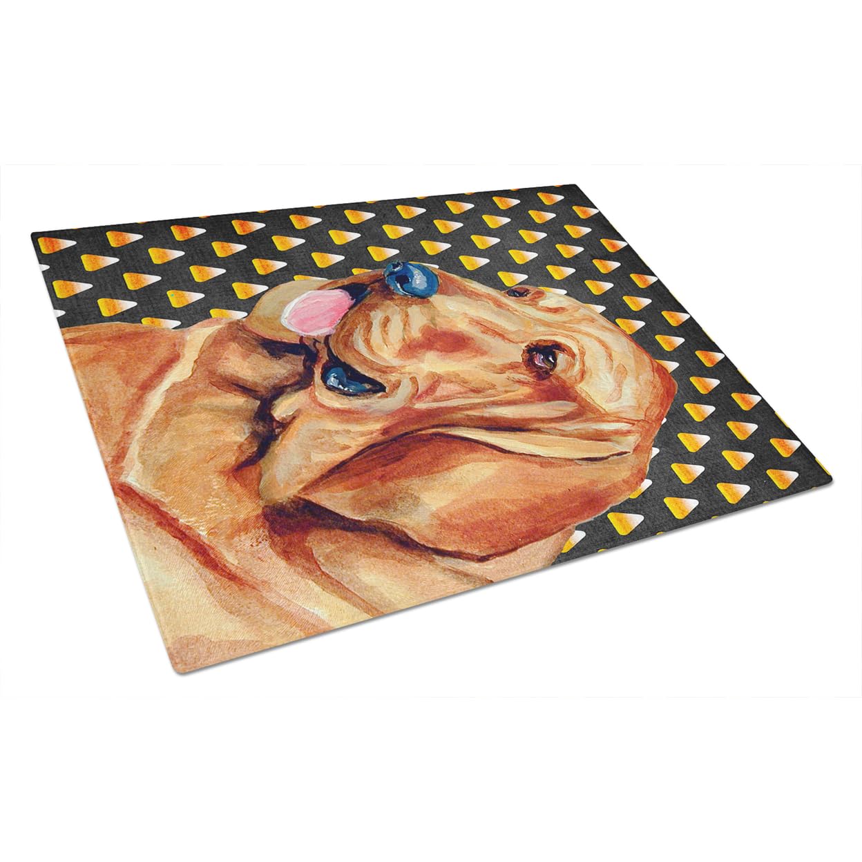Carolines Treasures LH9072LCB Bloodhound Candy Corn Halloween Portrait Glass Cutting Board Large Decorative Tempered Glass Kitchen Cutting and Serving Board Large Size Chopping Board