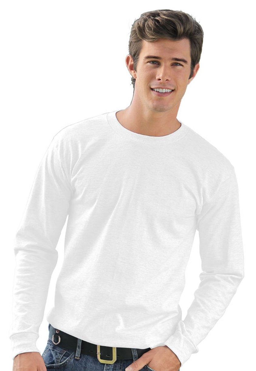 Bayside USA-Made 100% Cotton Long Sleeve T-Shirt - White, XL