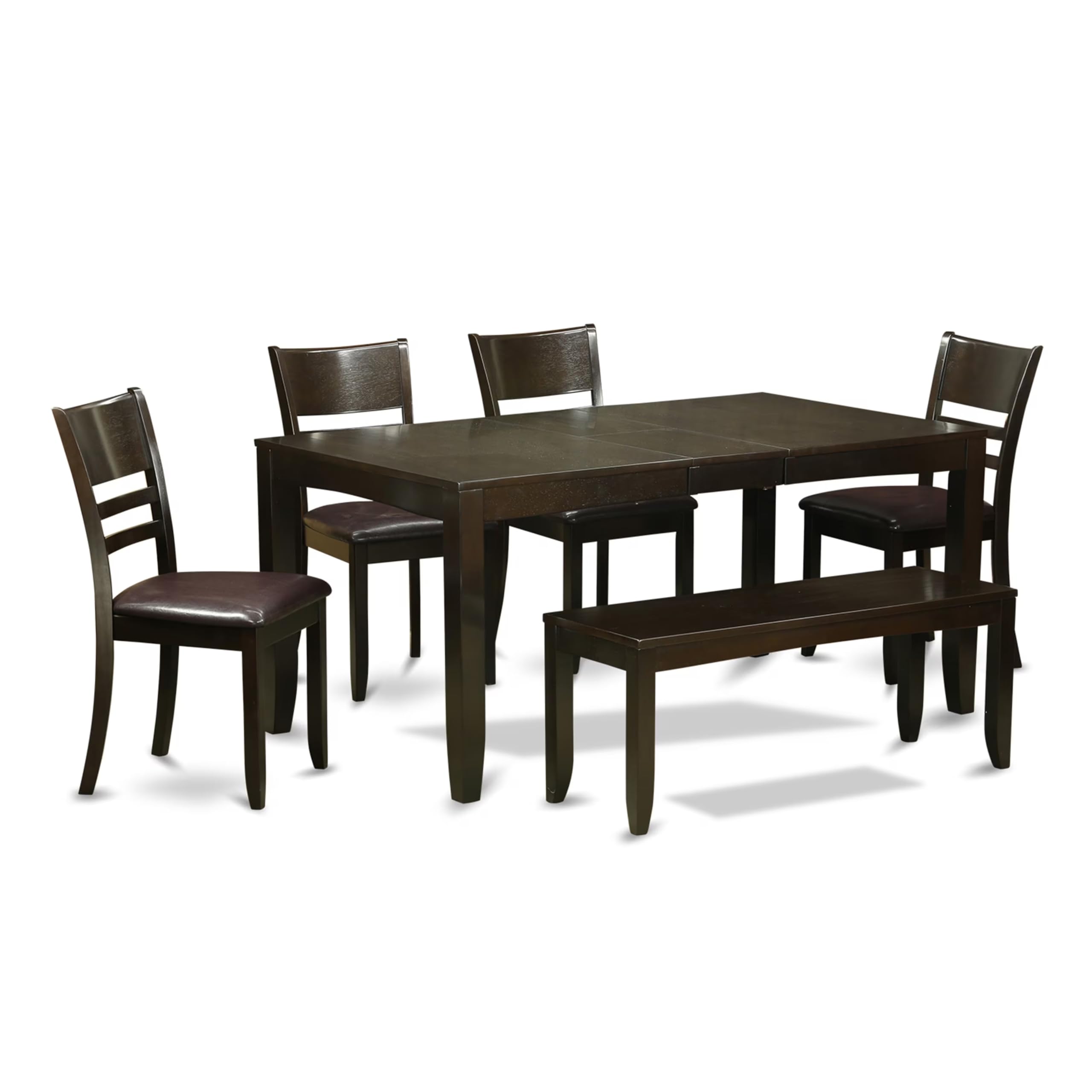 6  PC  Dining  set  with  bench-Dining  Table  with  Leaf  and  4  Dining  Chairs  Plus  Bench