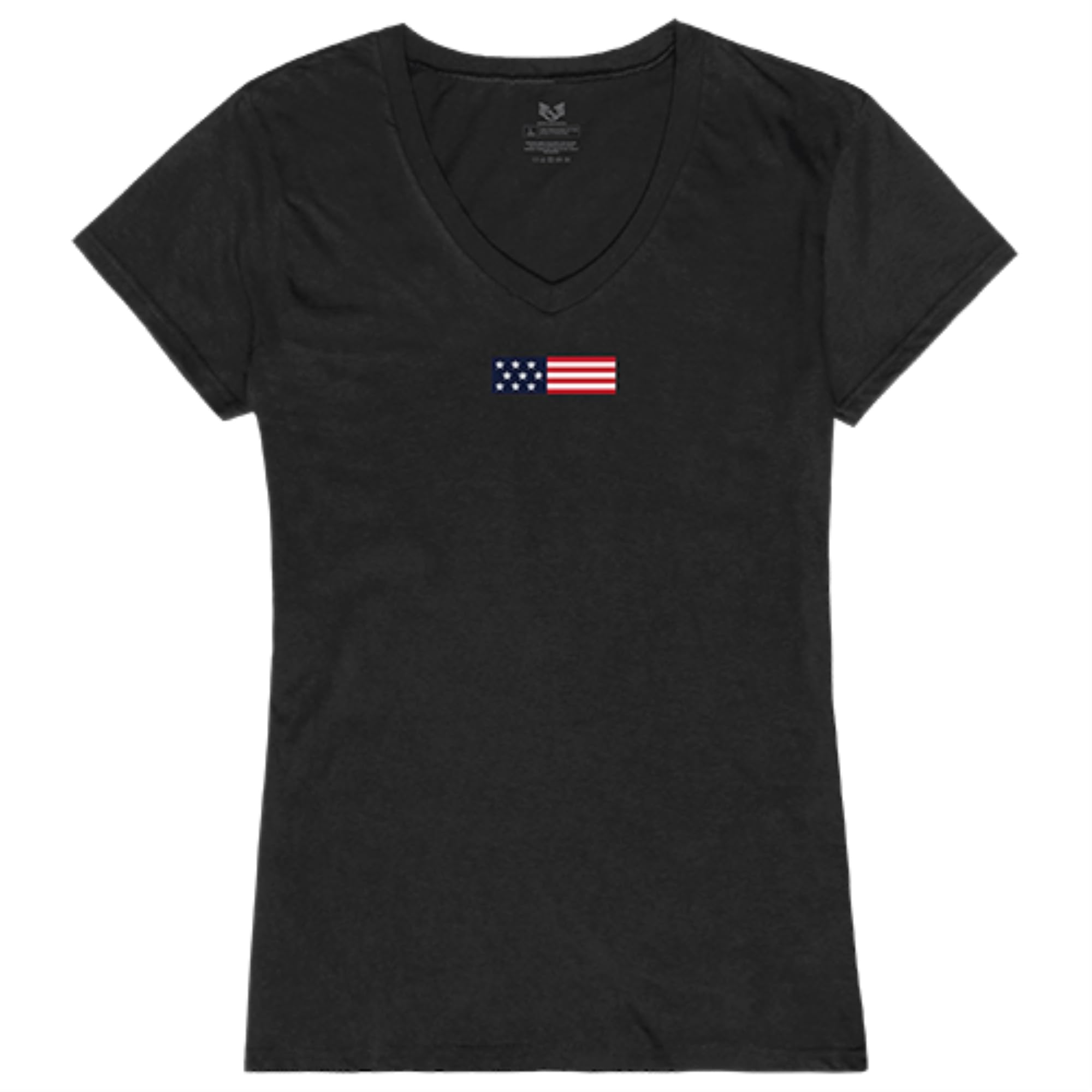 Graphic V-Neck, US Flag 1, Black, S