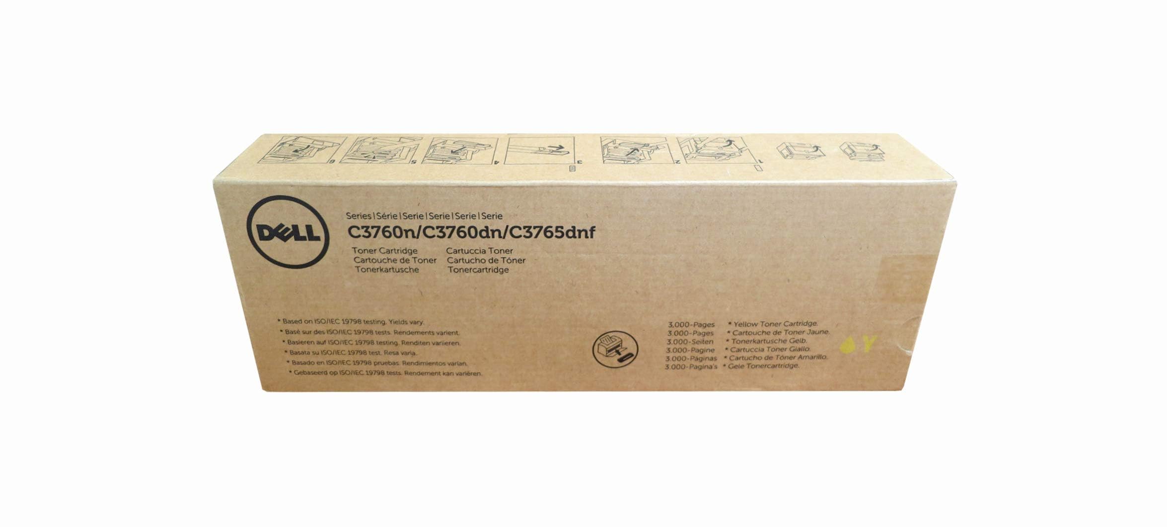 DELL C3760N  (45TWT) 1-SD YLD YELLOW TONER, 3k yield
