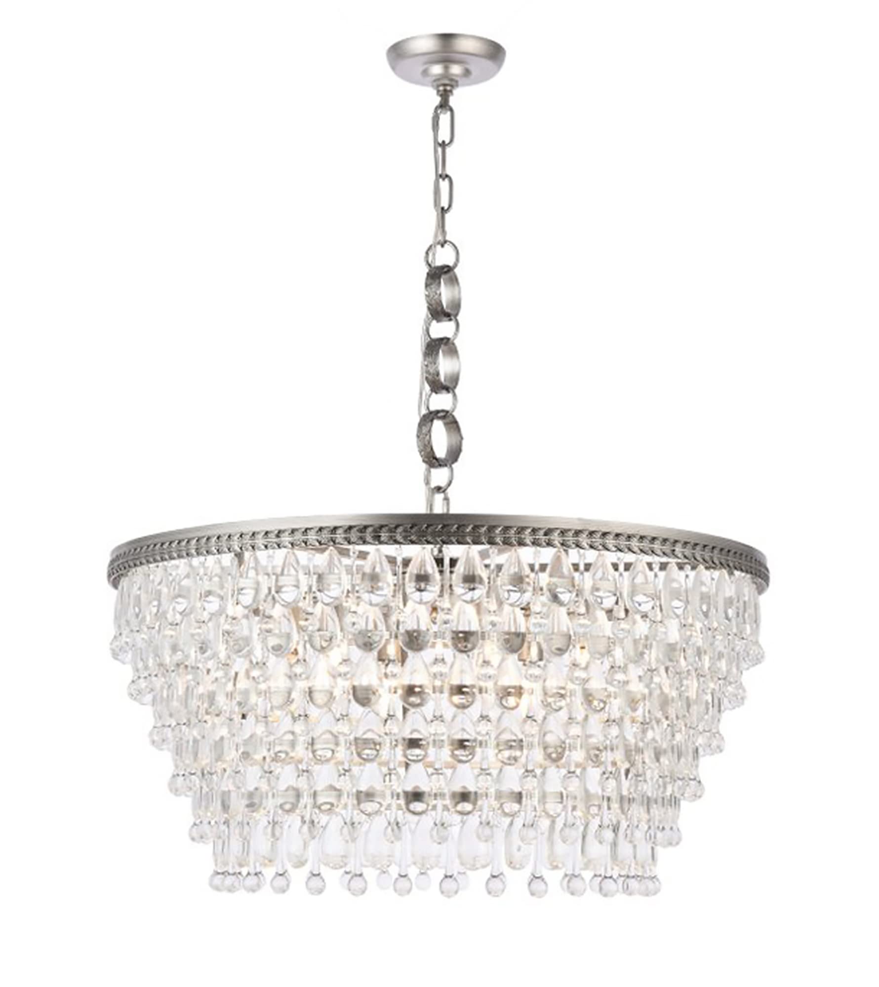 Elegant Lighting 1219D28As/Rc Nordic Collection Pendant Lamp D28' H14' 6-Light, Clear
