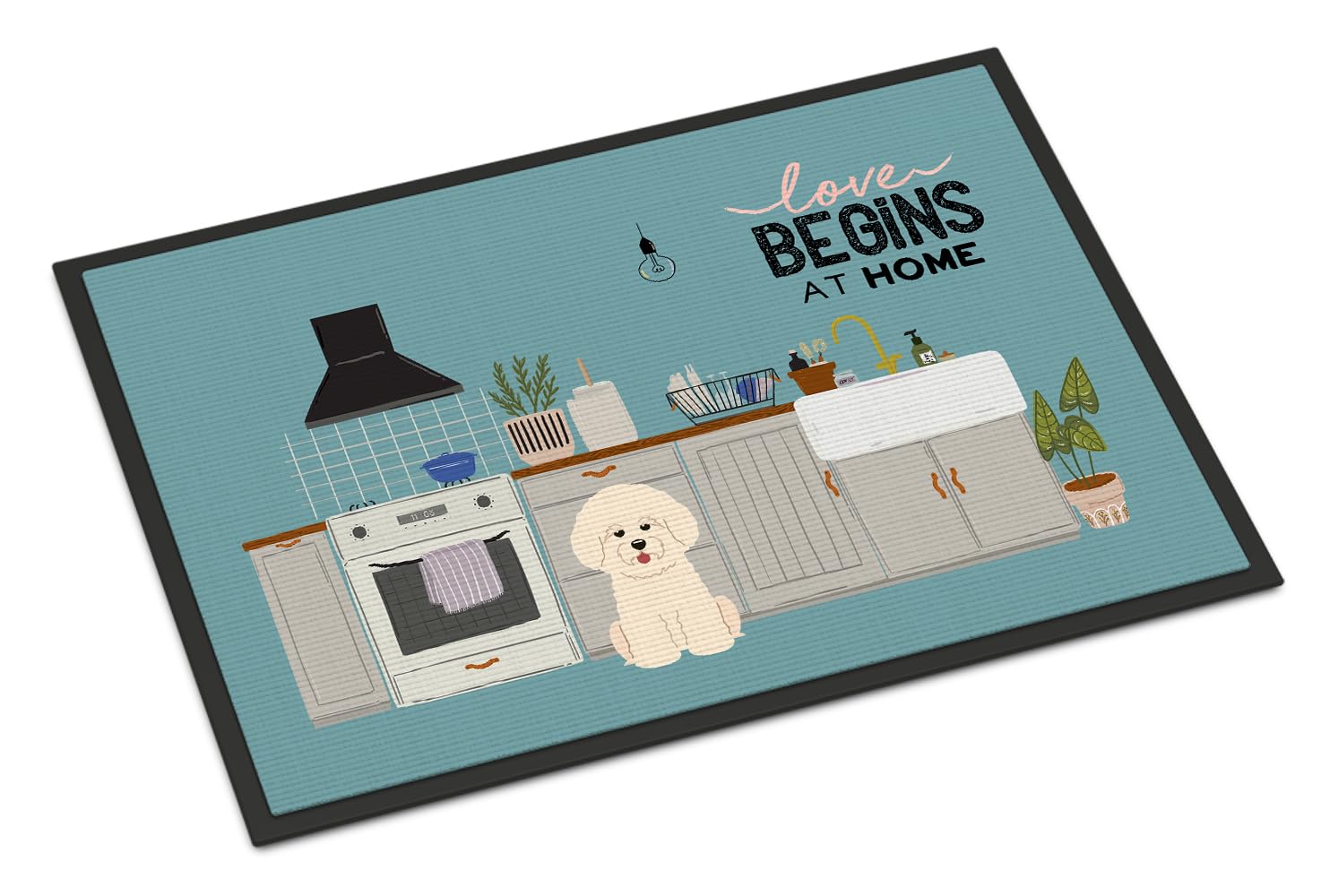 Bichon Frise Kitchen Scene Indoor or Outdoor Mat 24x36 CK7779JMAT