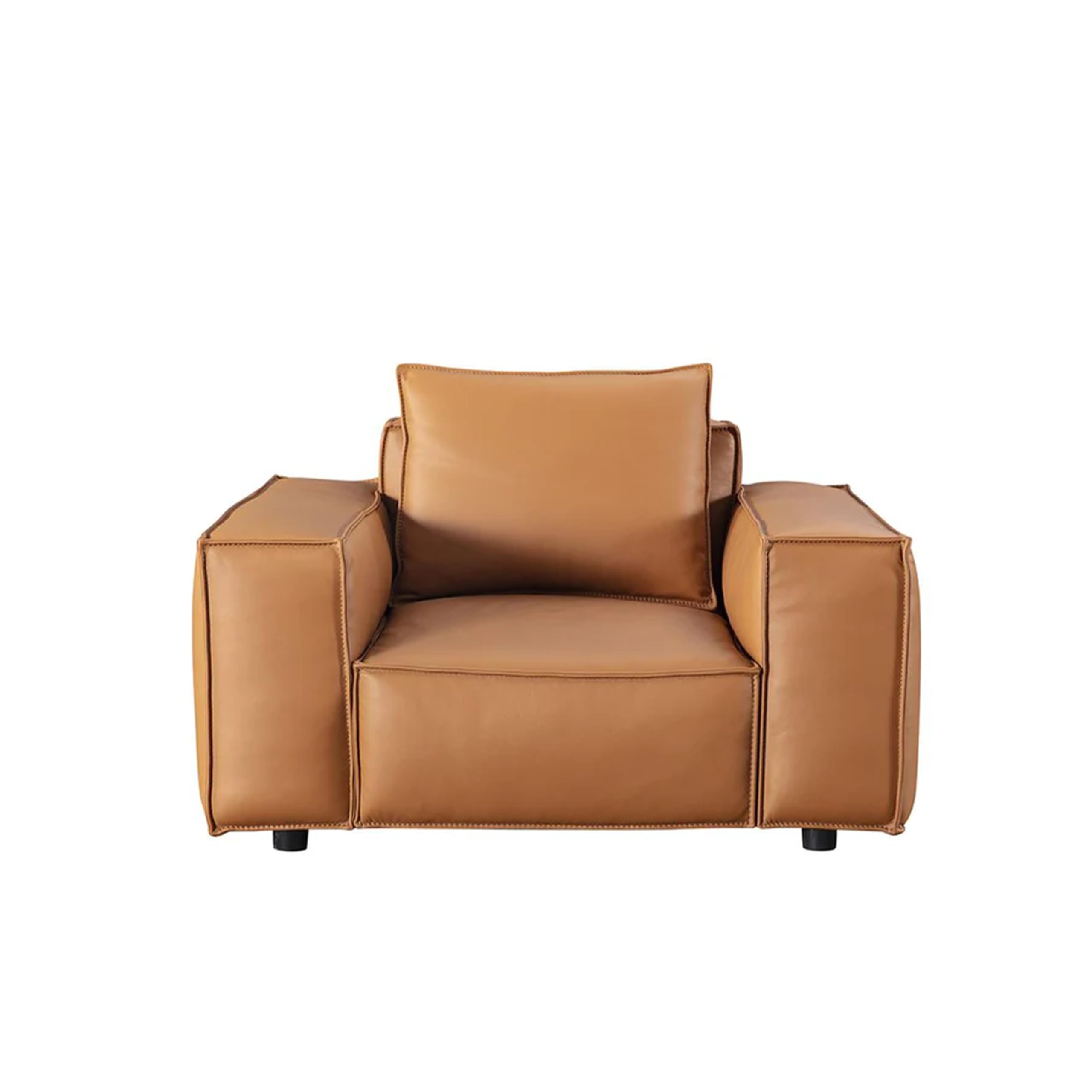 Kevin Accent Chair, Brown Full Grain Leather, Foam Cushions, Steel Legs