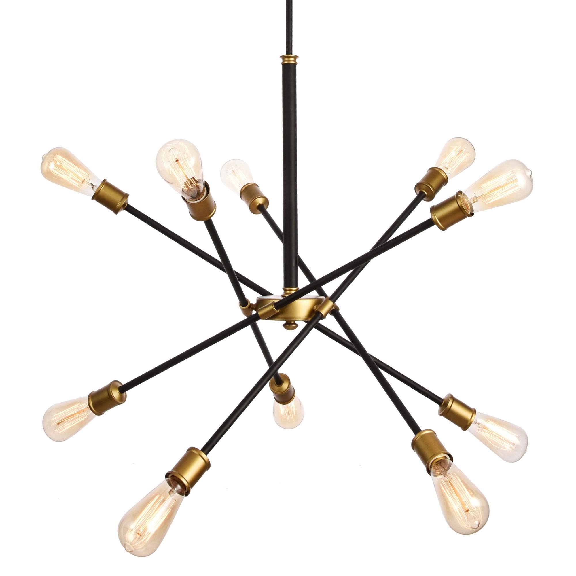Axel Collection Chandelier D27.2 H32.5 Lt:10 Black and Brass Finish