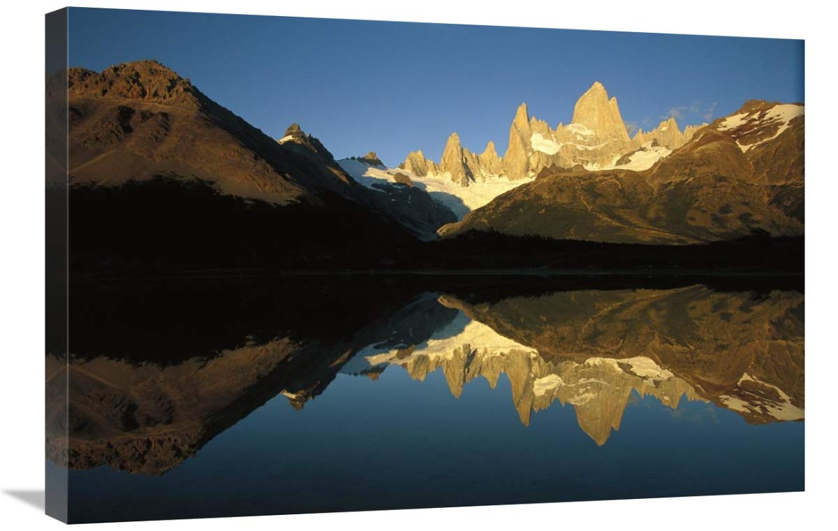 Mt Fitzroy reflected in lake at dawn, Los Glaciares NP, Patagonian Andes, Argentina-Canvas Art-30x20”
