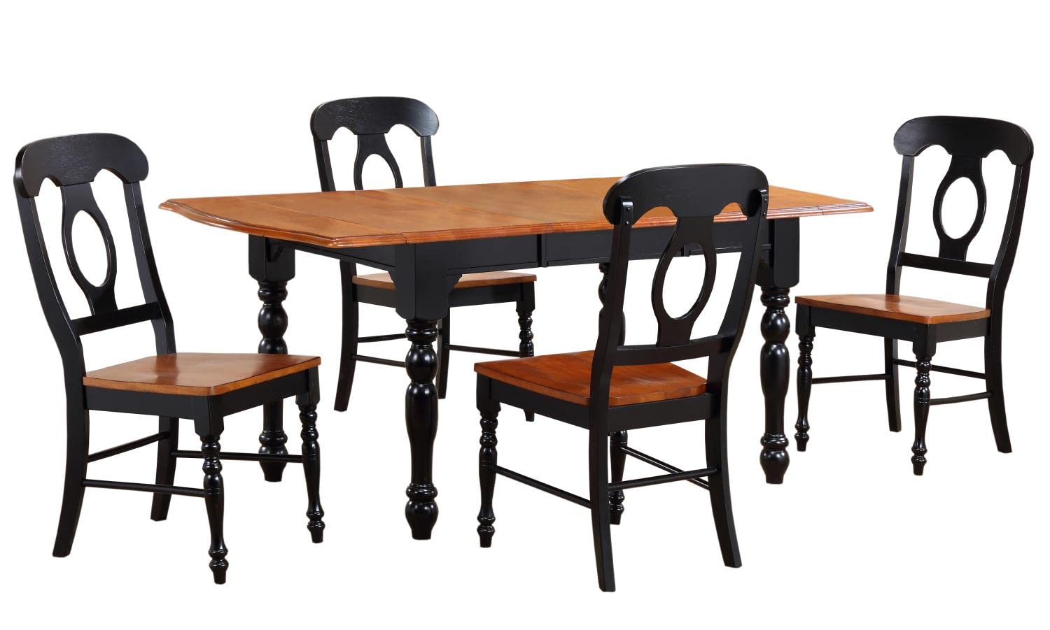 Sunset Trading Black Cherry Selections 5 Piece 72 Rectangular Drop Leaf Extendable Dining Table Set with 4 Napoleon Chairs | Seats 8"