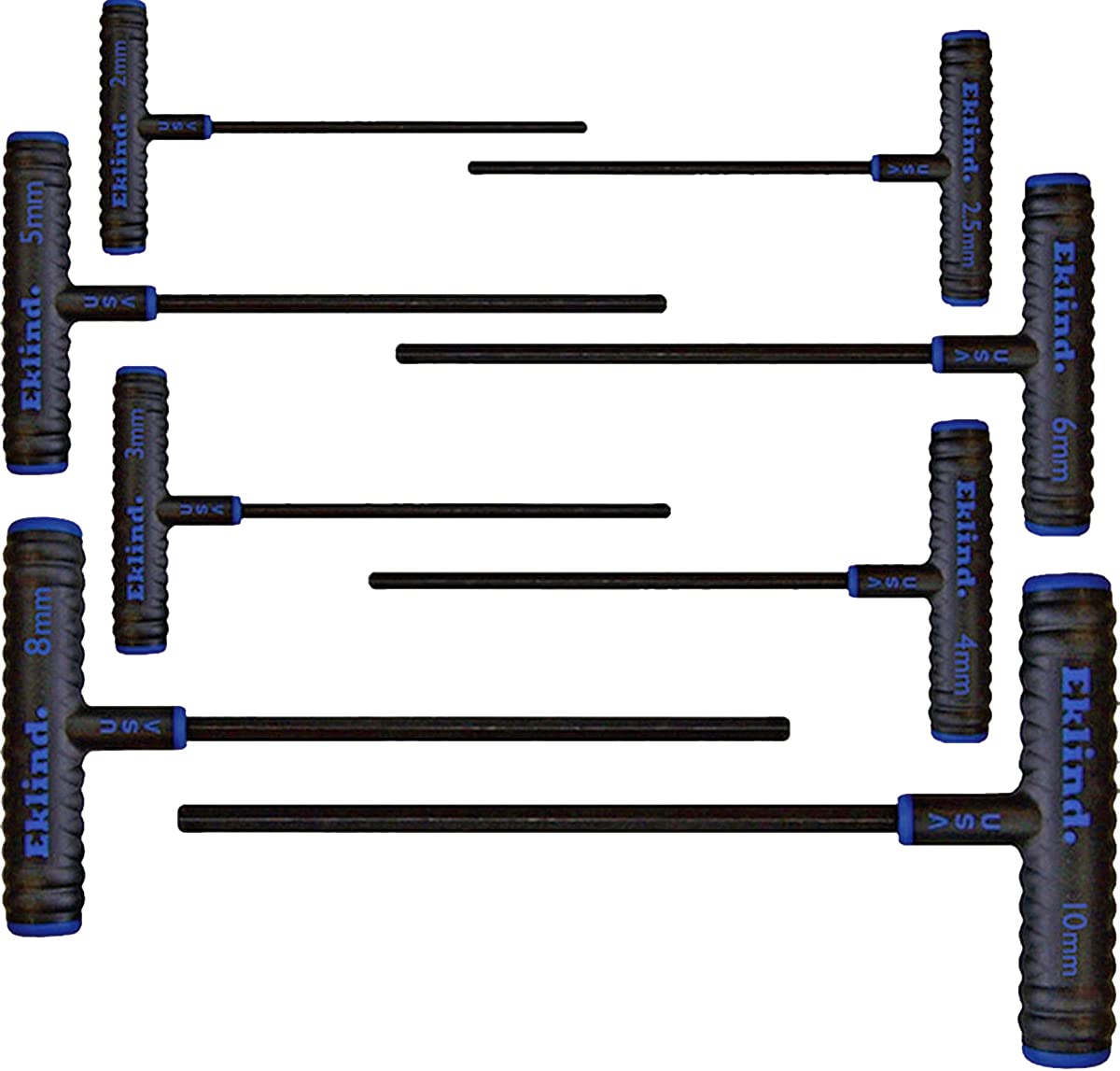 Eklind Tool 64908 Power-T Handle Hex Key Allen Wrench - 8Pc Set Metric Mm Sizes 2-10 (9In Shaft)