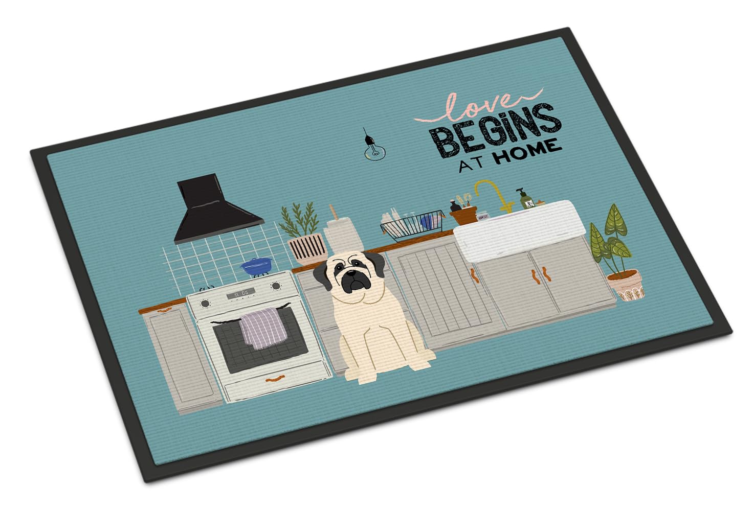 White Mastiff Kitchen Scene Indoor or Outdoor Mat 24x36 CK7721JMAT