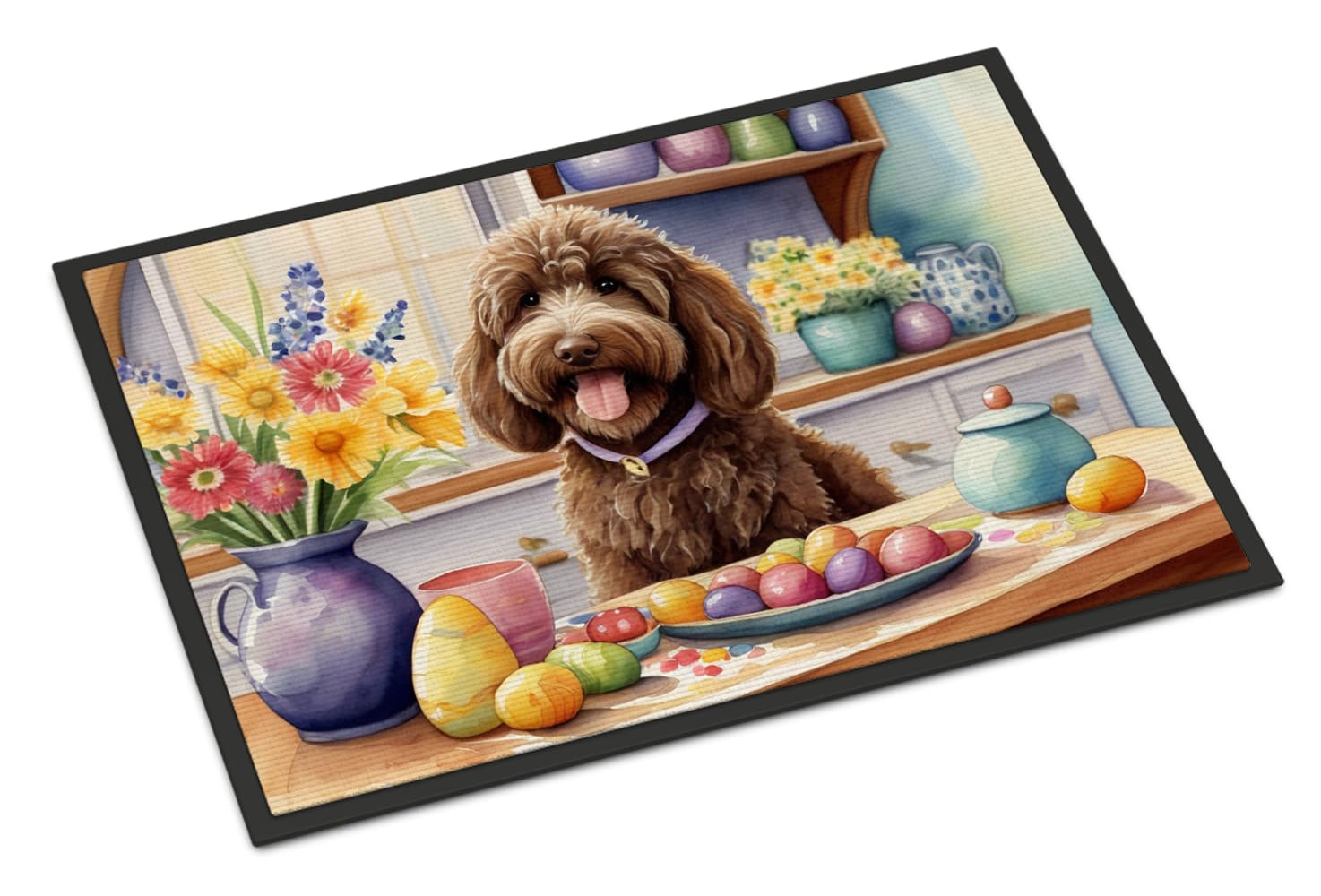 Carolines Treasures DAC6844JMAT Decorating Easter Labradoodle Doormat Front Door Mat Indoor Outdoor Rugs for Entryway, Non Slip Washable Low Pile, 24H X 36W