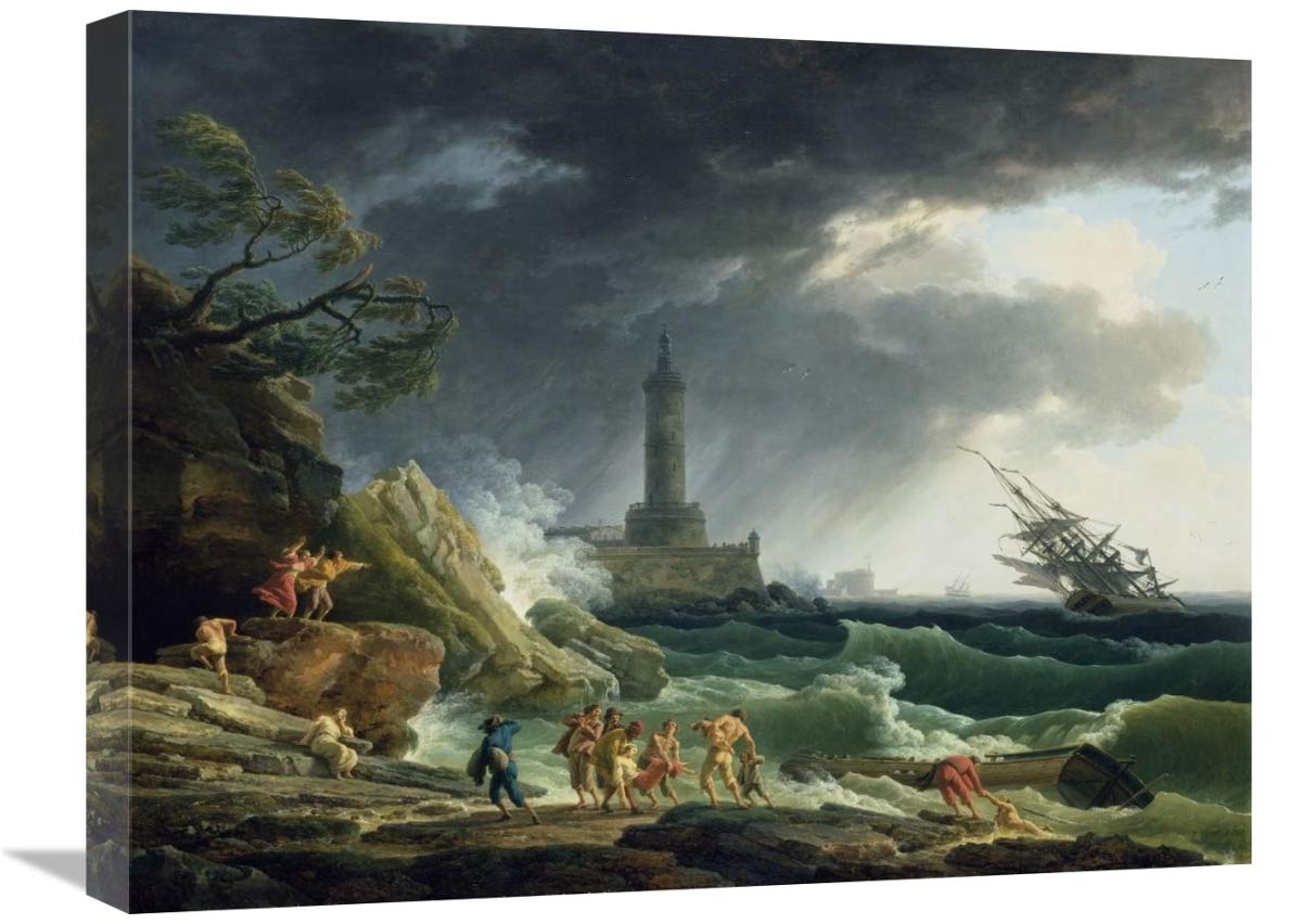A Storm on a Mediterranean Coast-Canvas Art-24x18”