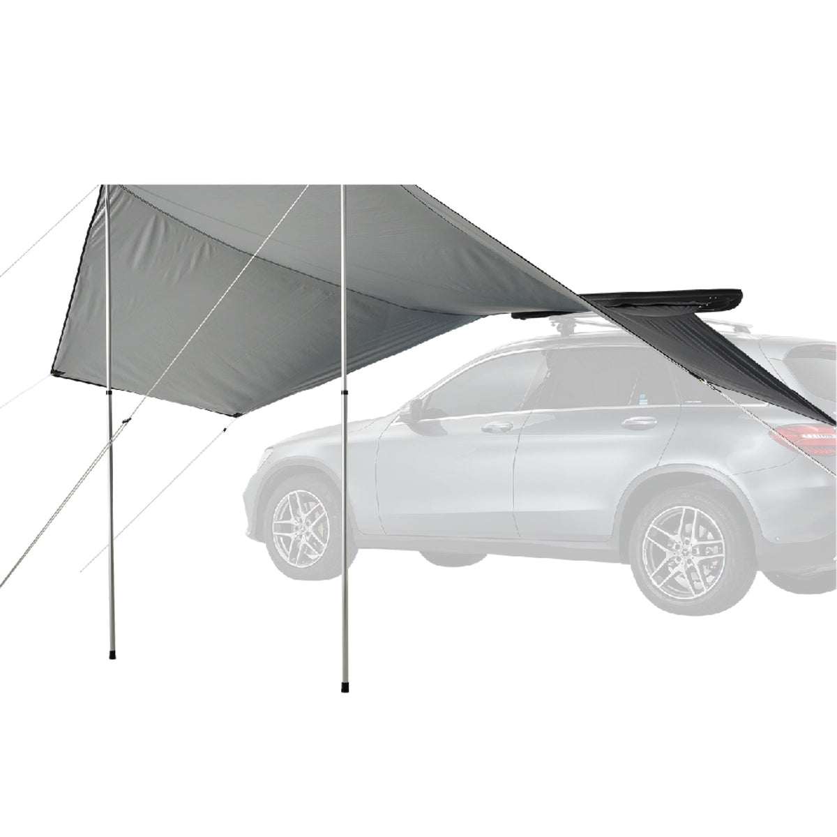 3D Lightweight Roof Top Side Awning (2 Retractable Poles, Instruction, 8 Ropes, 8 Stakes, 1 Plastic Hammer)