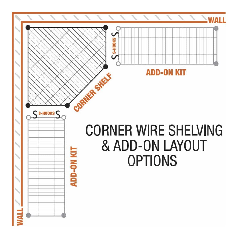 Wire Shelving, Starter Kit, 5-Sided Shelf, includes: (5) shelves, (4) posts and (20) split sleeves, chrome plated finish, suitable for dry environments, NSF, shipped KD