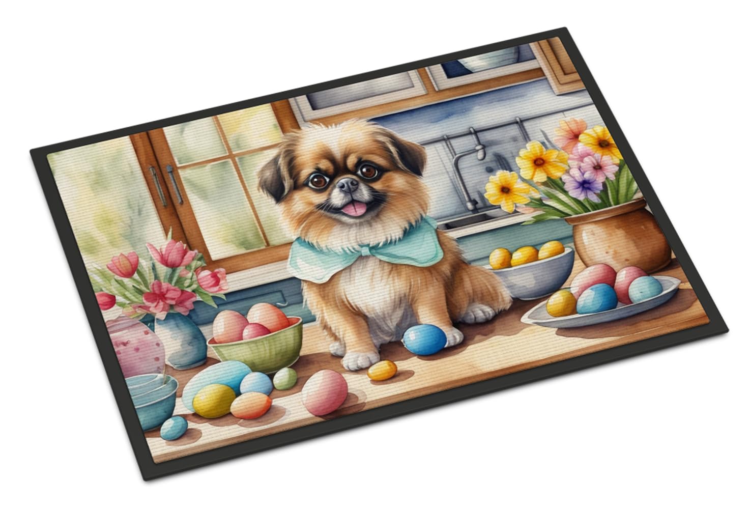 Carolines Treasures DAC6912MAT Decorating Easter Tibetan Spaniel Doormat Front Door Mat Indoor Outdoor Rugs for Entryway, Non Slip Washable Low Pile, 18H X 27W