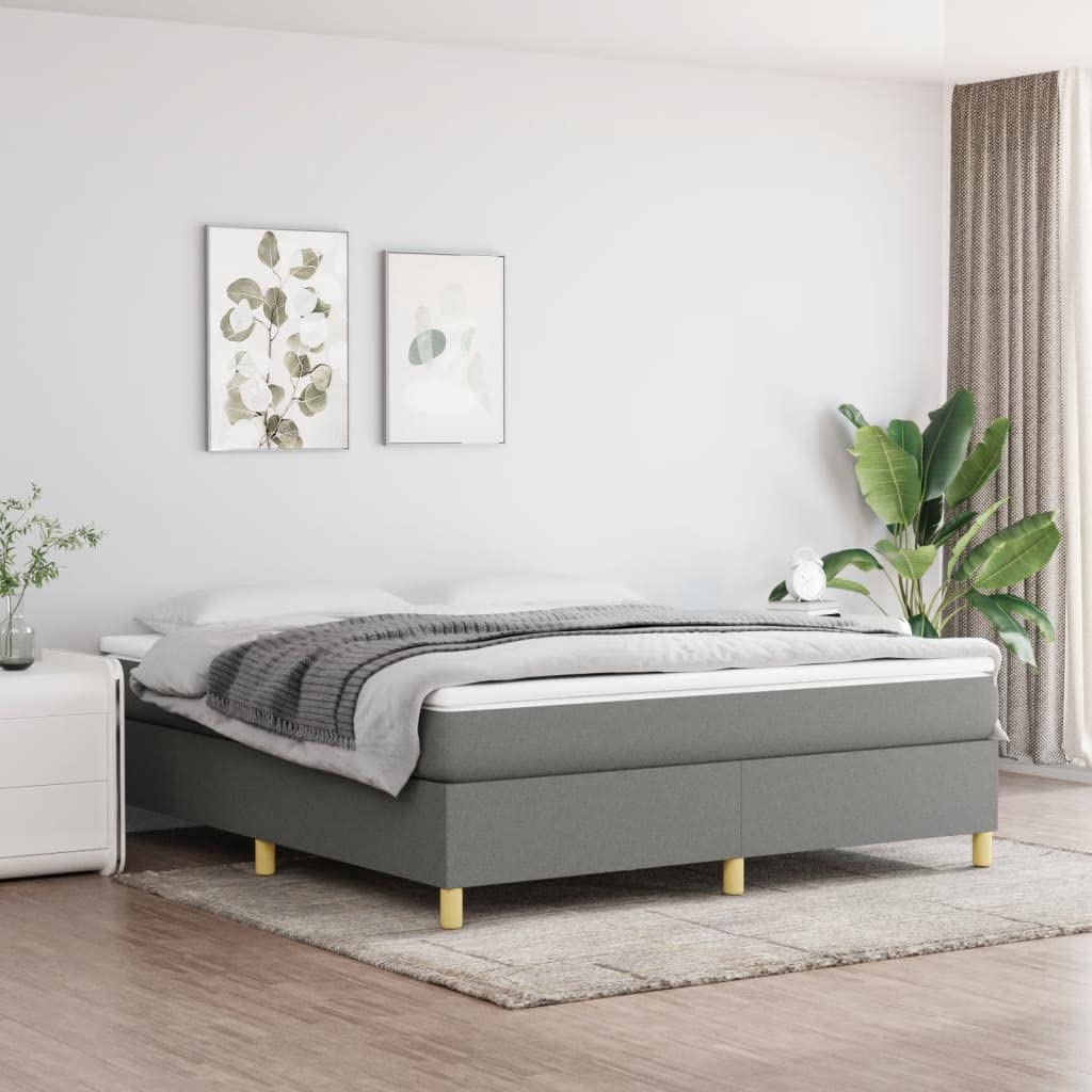 vidaXL Box Spring Bed Frame Dark Gray 76x79.9??King Fabric