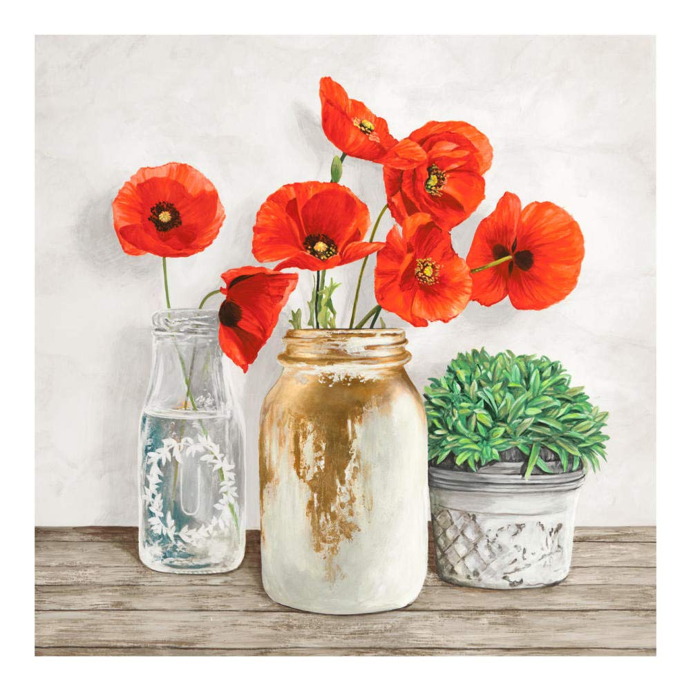 Floral composition with Mason Jars II-Paper Art-20x20”
