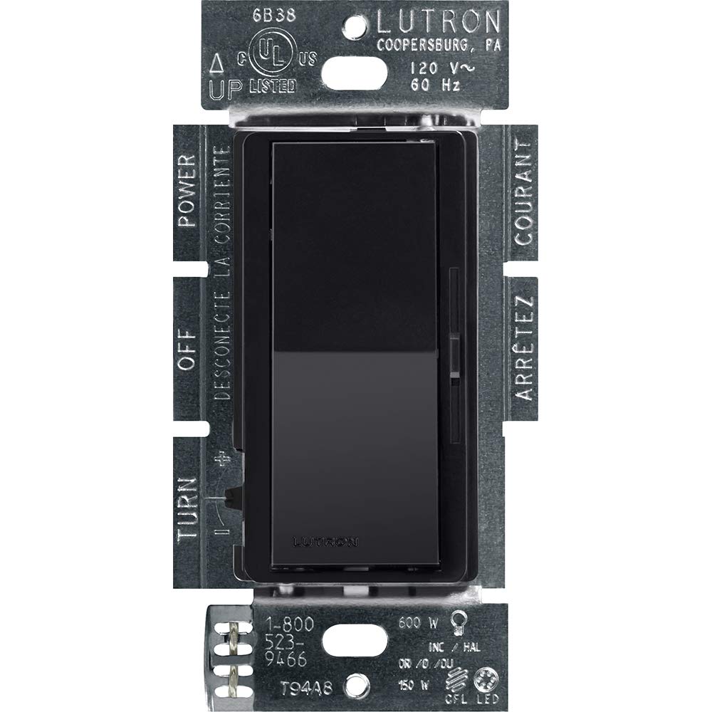Lutron Diva Led+ Dimmer Switch For Dimmable Led, Halogen And Incandescent Bulbs, 150W/Single-Pole Or 3-Way, Dvcl-153Ph-Bl, Black