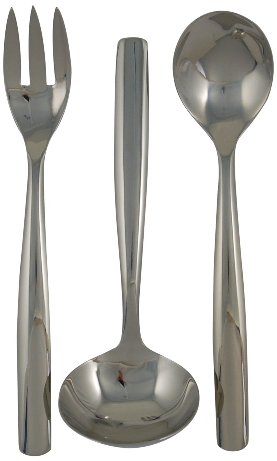 Charlie Mirror Finish 18/10 Stainless 3pc Serving Set:  Serving Spoon, Cold Meat Fork, Sauce Ladle
