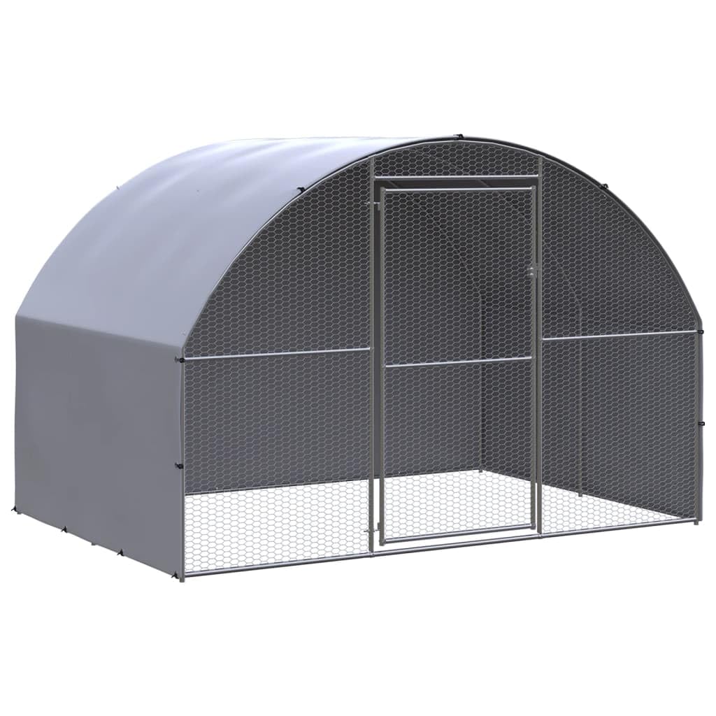 vidaXL Outdoor Chicken Coop 9.8x6.6x6.6 Galvanized Steel