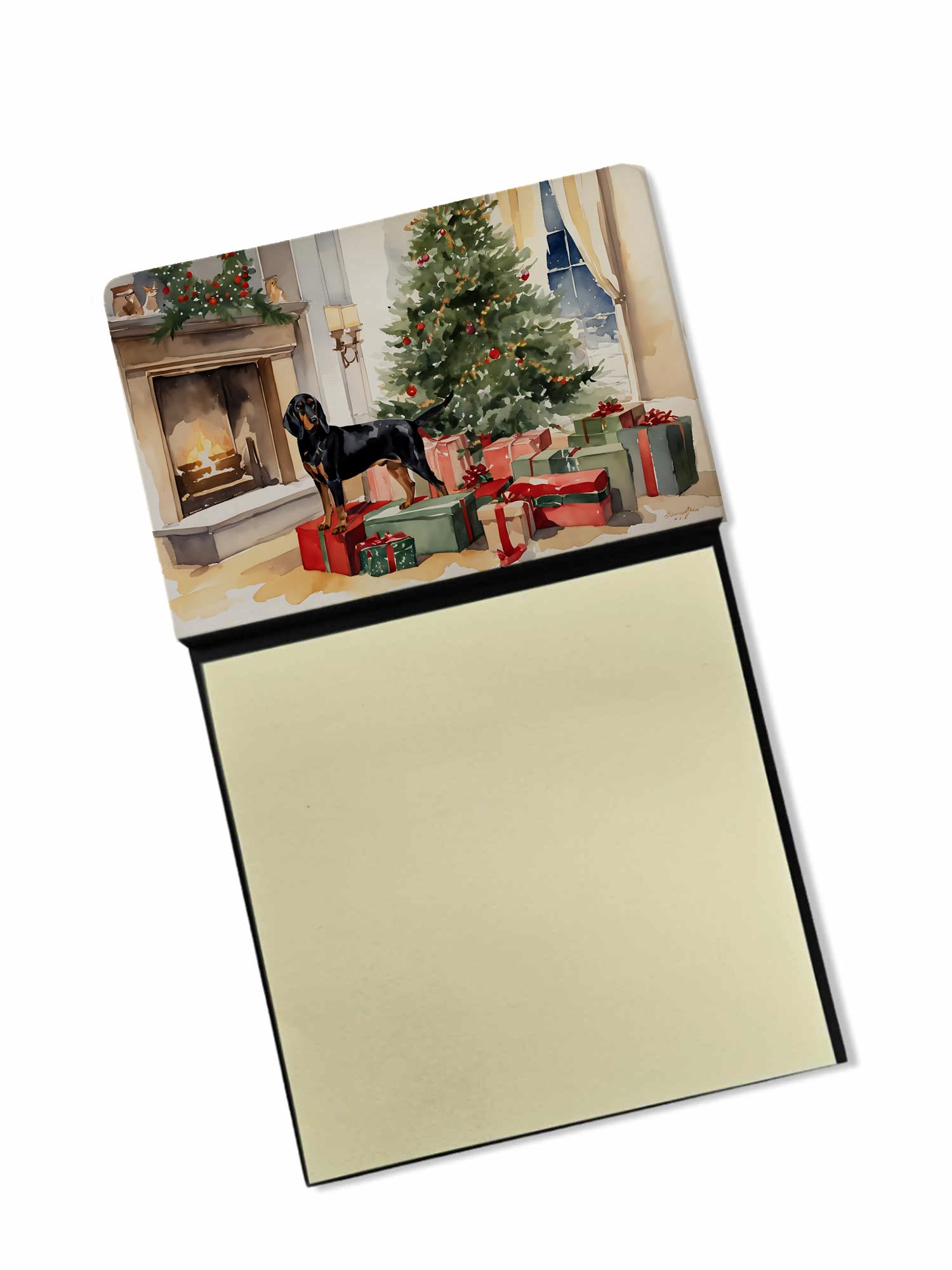 Black And Tan Coonhound Cozy Christmas Sticky Note Holder