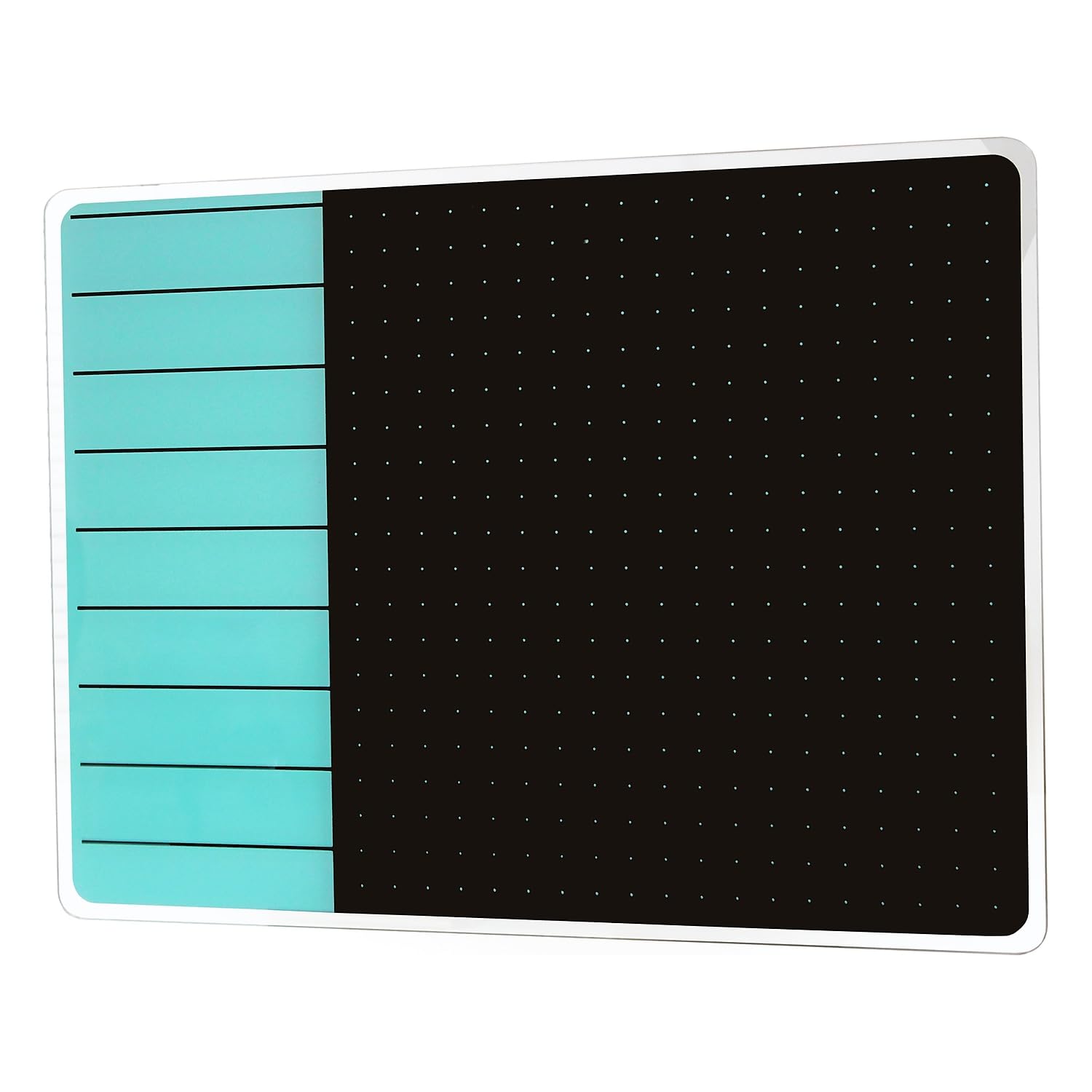 Viztex Glacier Teal & Black Plan & Grid Glass Dry Erase Board - 17 x 23”
