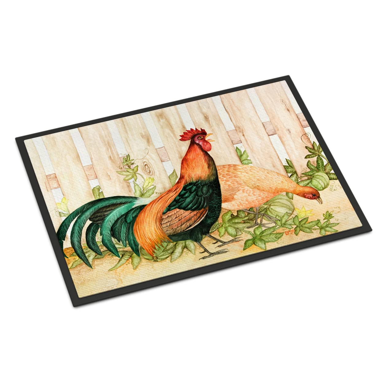 Chicken and Rooster by Ferris Hotard Indoor or Outdoor Mat 18x27