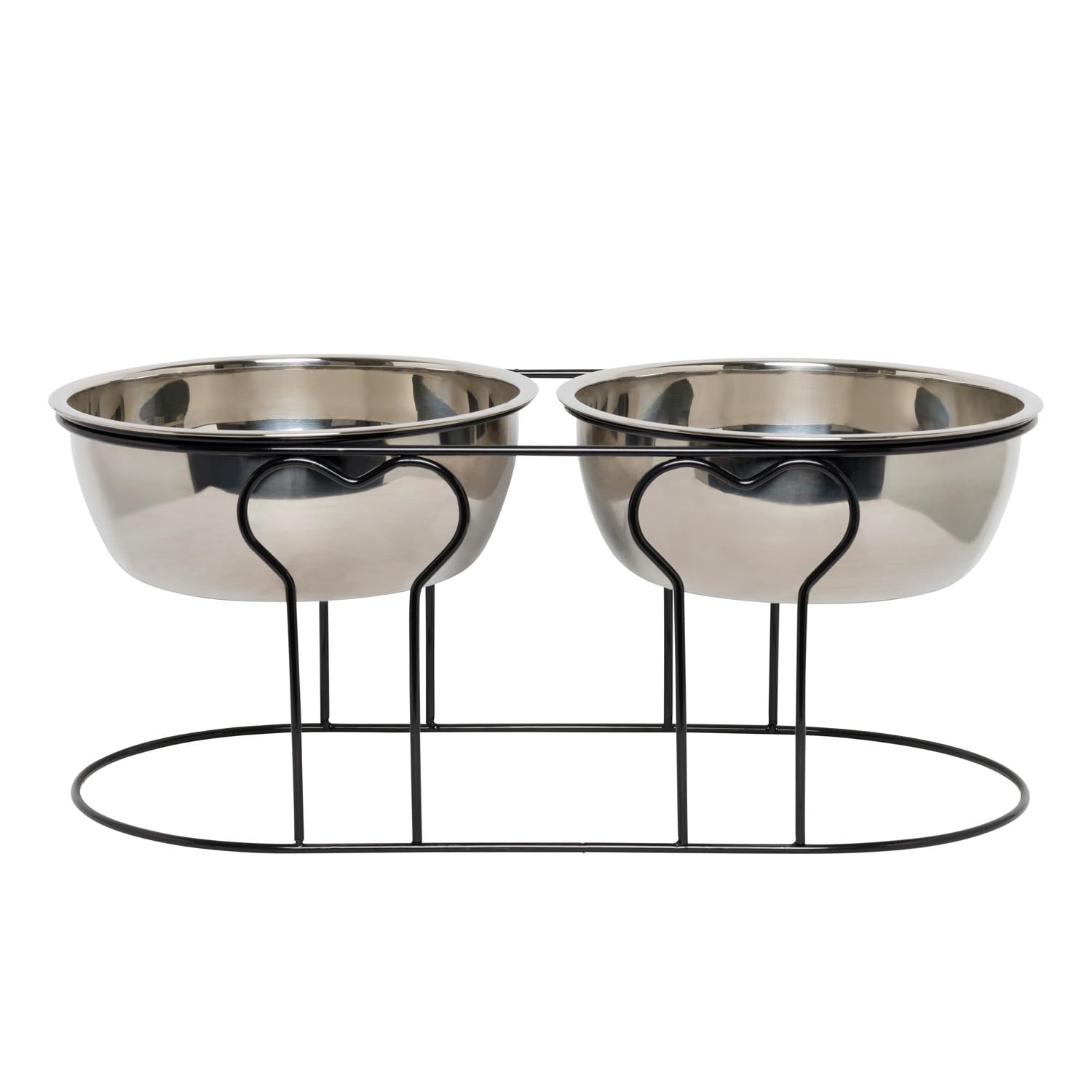 7″ Wrought Iron Stand with Double Stainless Steel Feeder Bowls