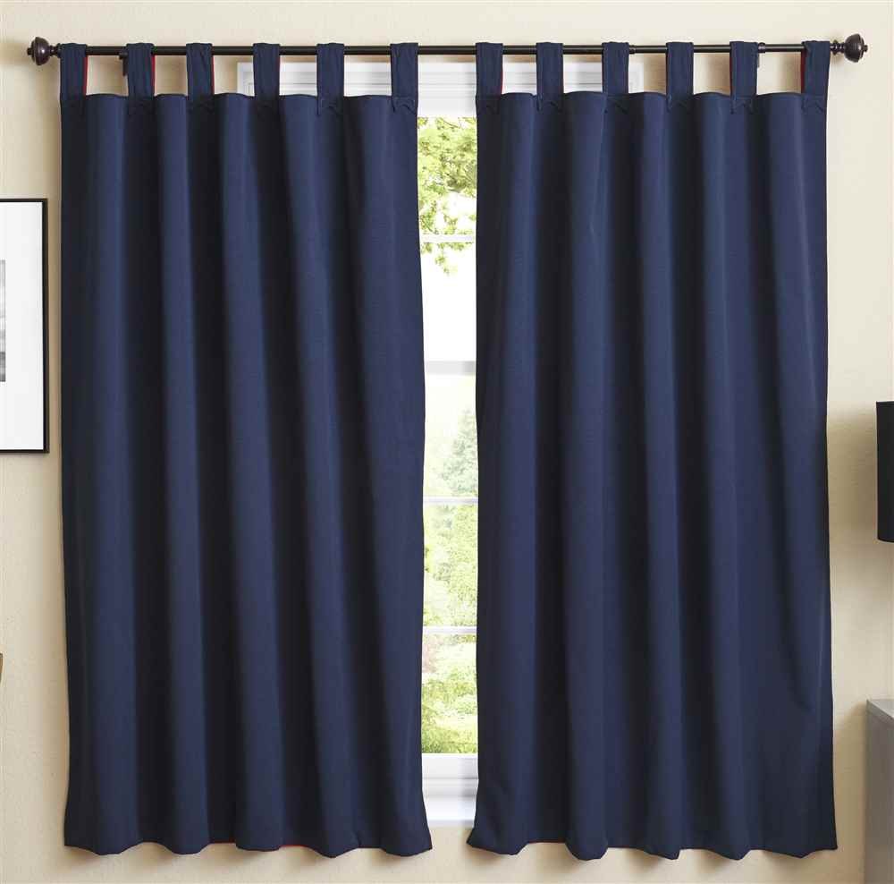 Blazing Needles 63-inch by 52-inch Twill Insulated Blackout Two-Tone Reversible Curtain Panels (Set of 2) - Navy Blue/Ruby Red