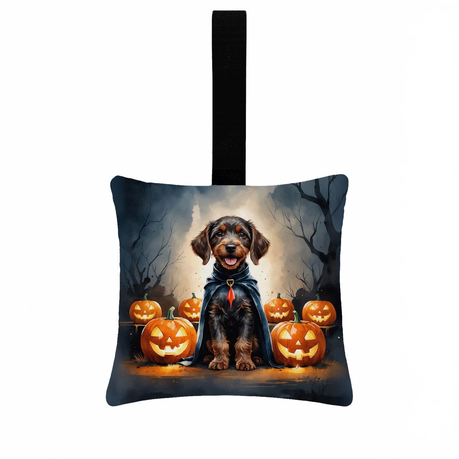 Carolines Treasures German Wirehaired Pointer Puppy Halloween Mini Hanging Pillow Ornament 3.5  3.5 Decorative Door-Knob & Tree Hanger, Soft Fabric Cushion