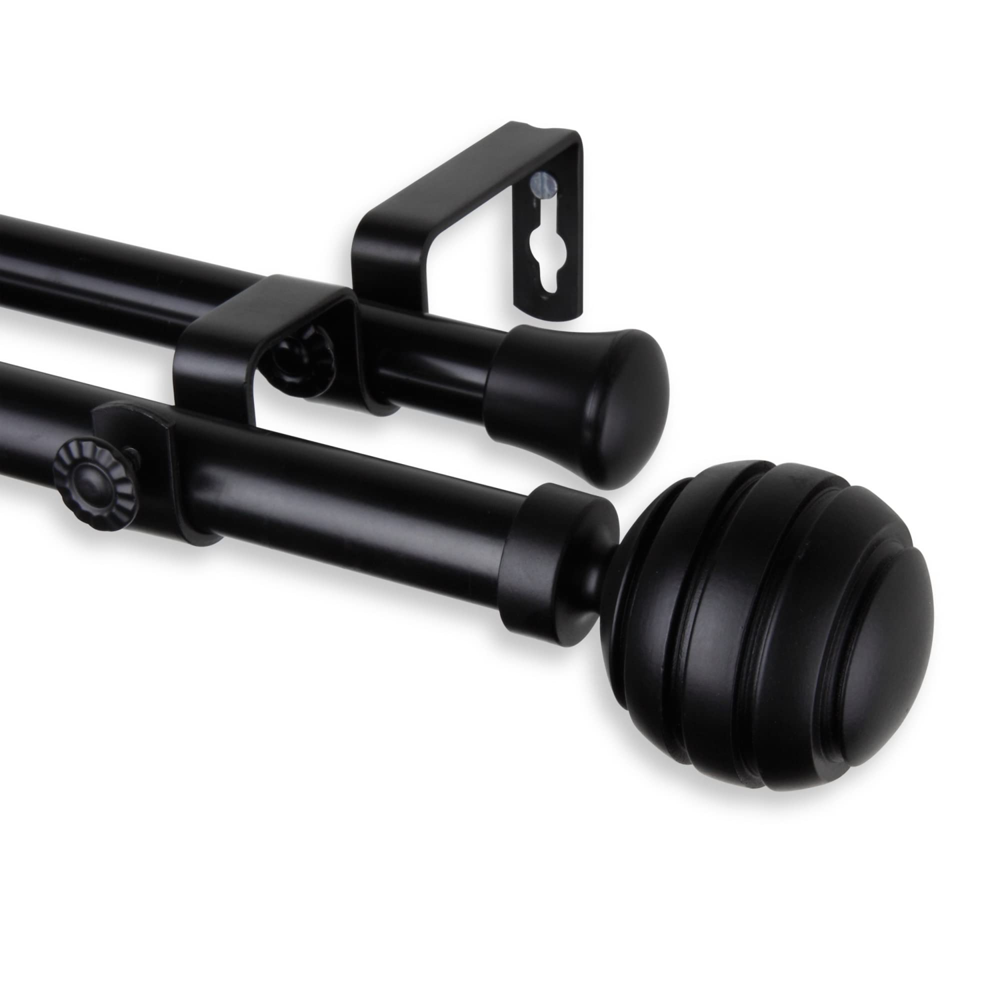 Olga Double Curtain Rod 3/4 inch dia. 120-170 - Black