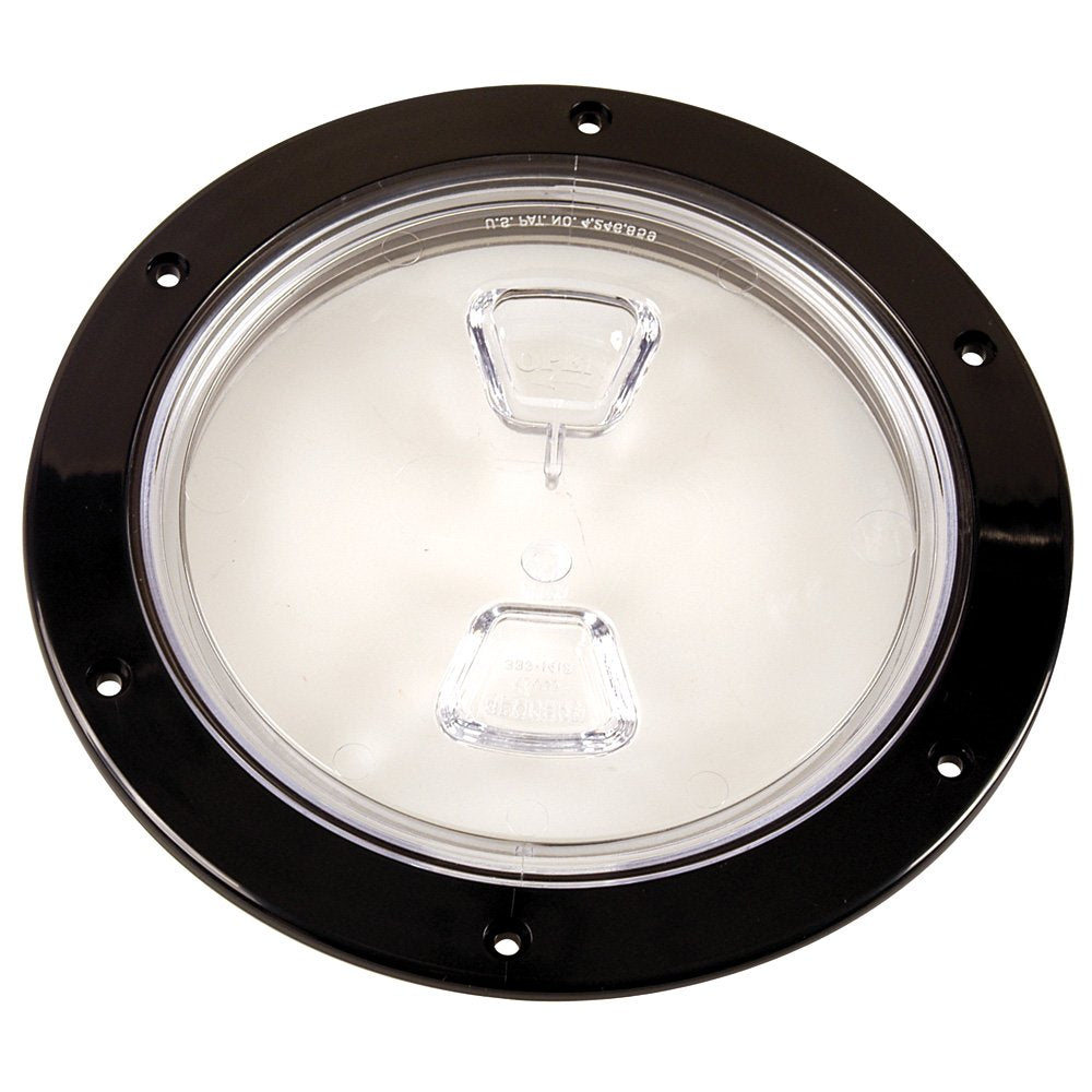 BECKSON 6 CLEAR CENTER SCREW OUT DECK PLATE BLACK 6.5″ CUT″