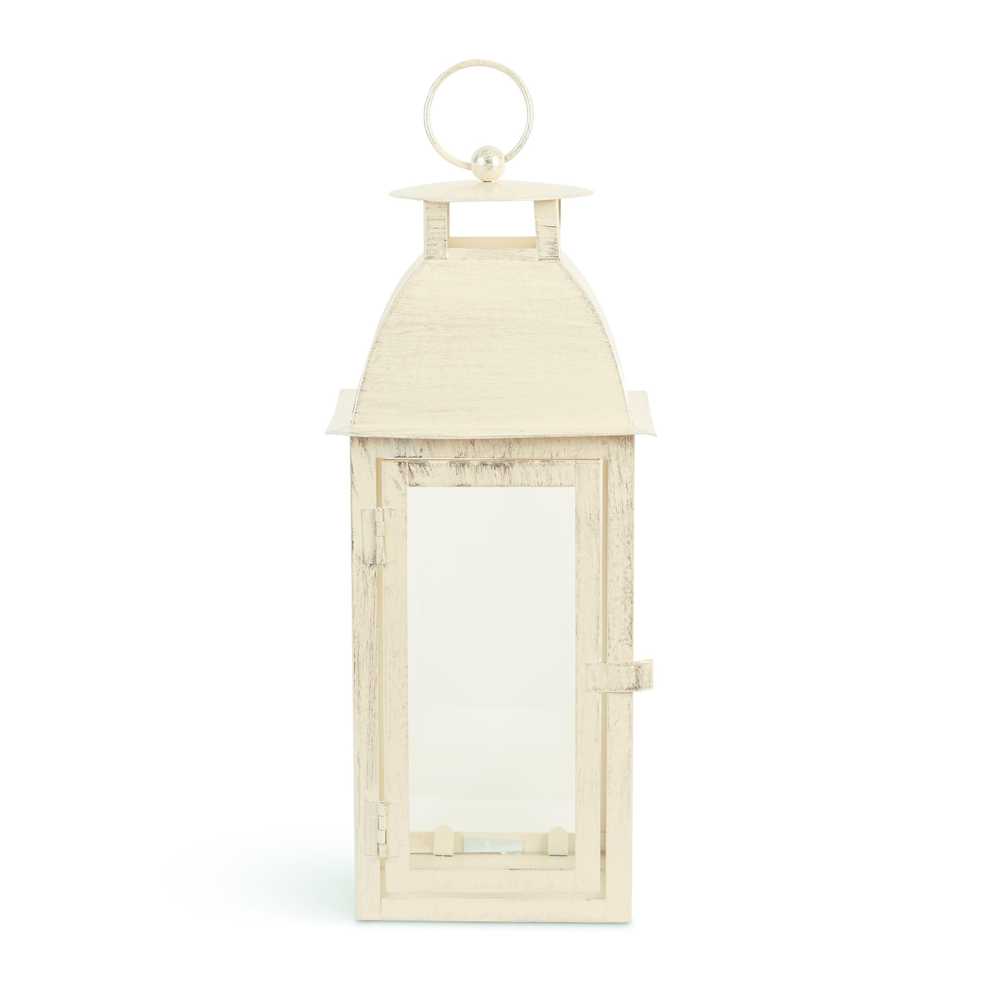 DISTRESSED IVORY CANDLE LANTERN