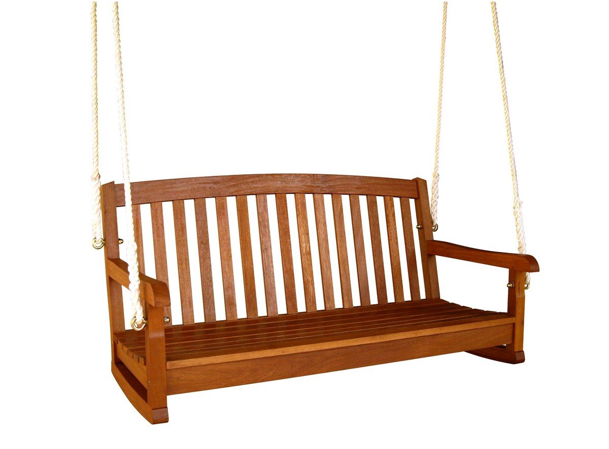 Royal Tahiti Yellow Balau Hardwood Two-seater Swing with Curved Back - Dark Honey