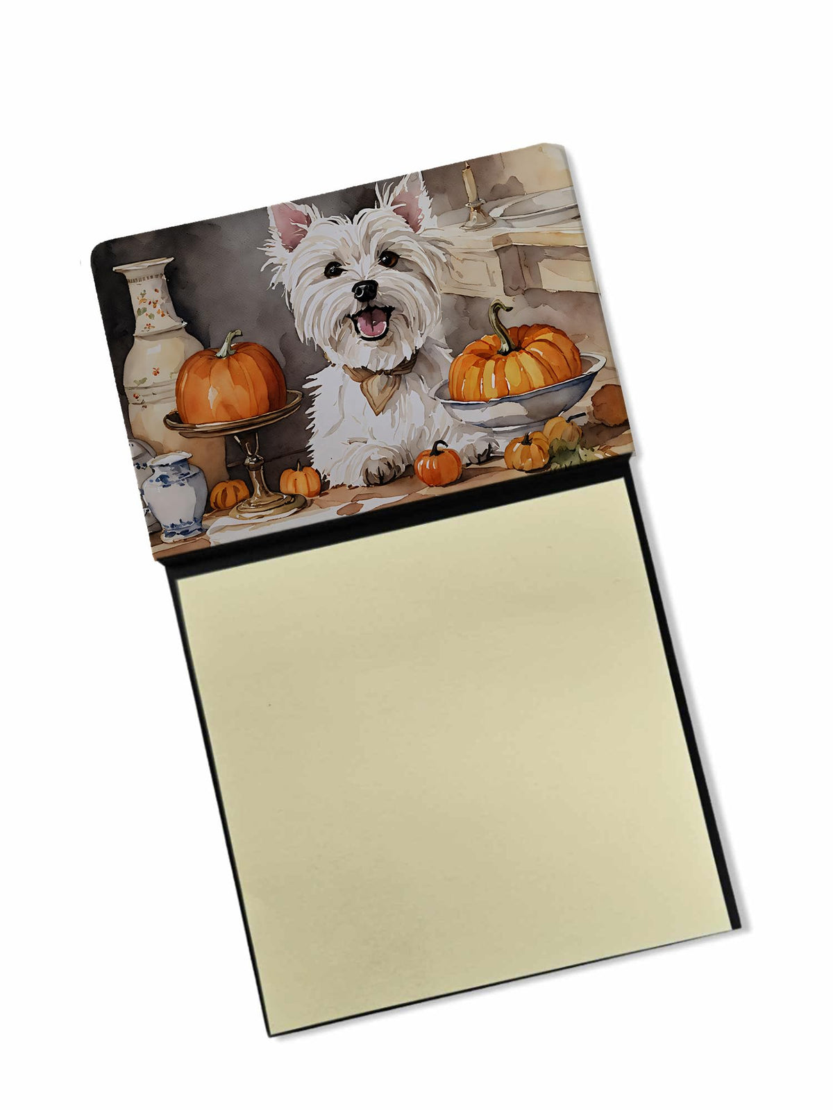 Westie Fall Kitchen Pumpkins Sticky Note Holder