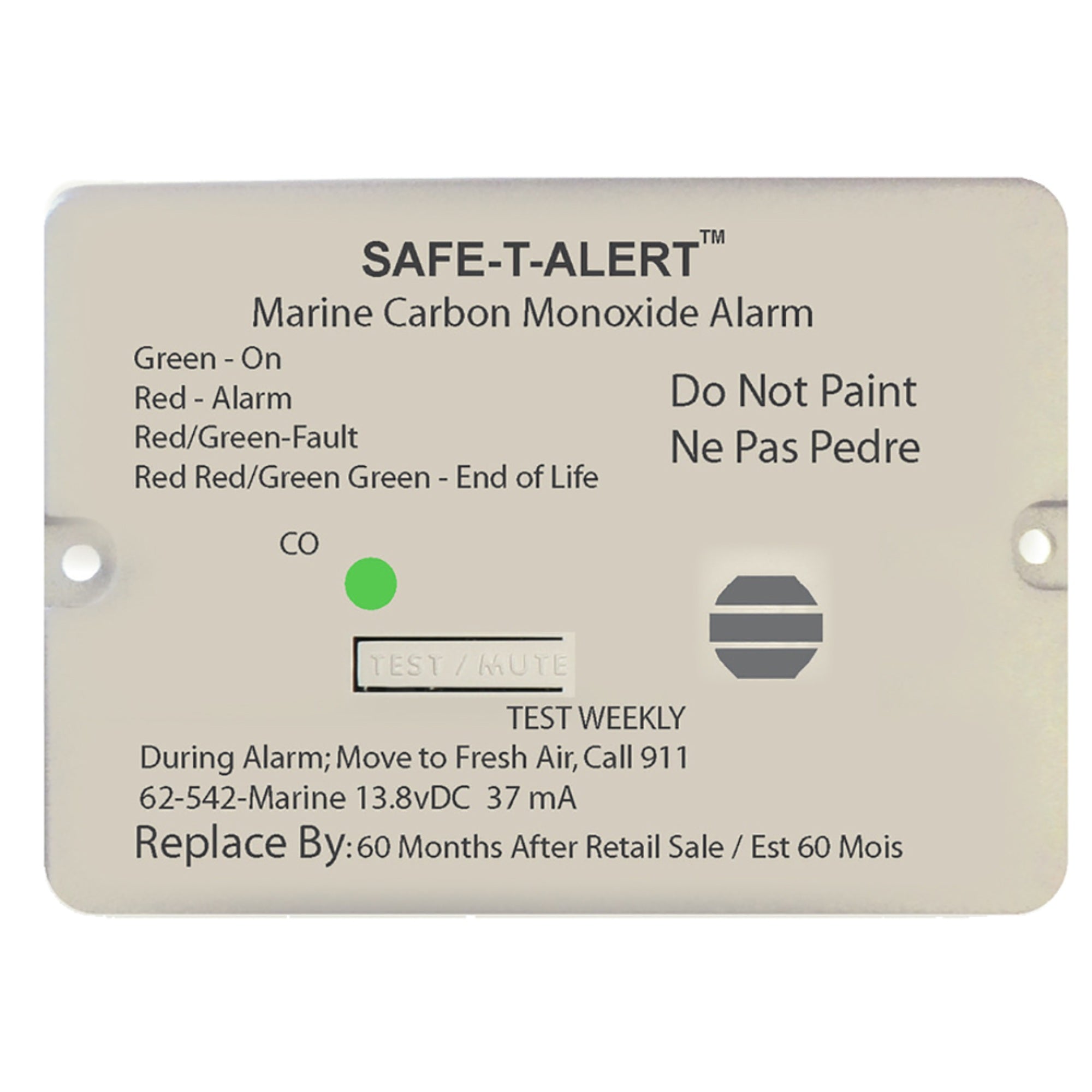Safe T Alert 62 Series White  Carbon Monoxide Alarms 12V