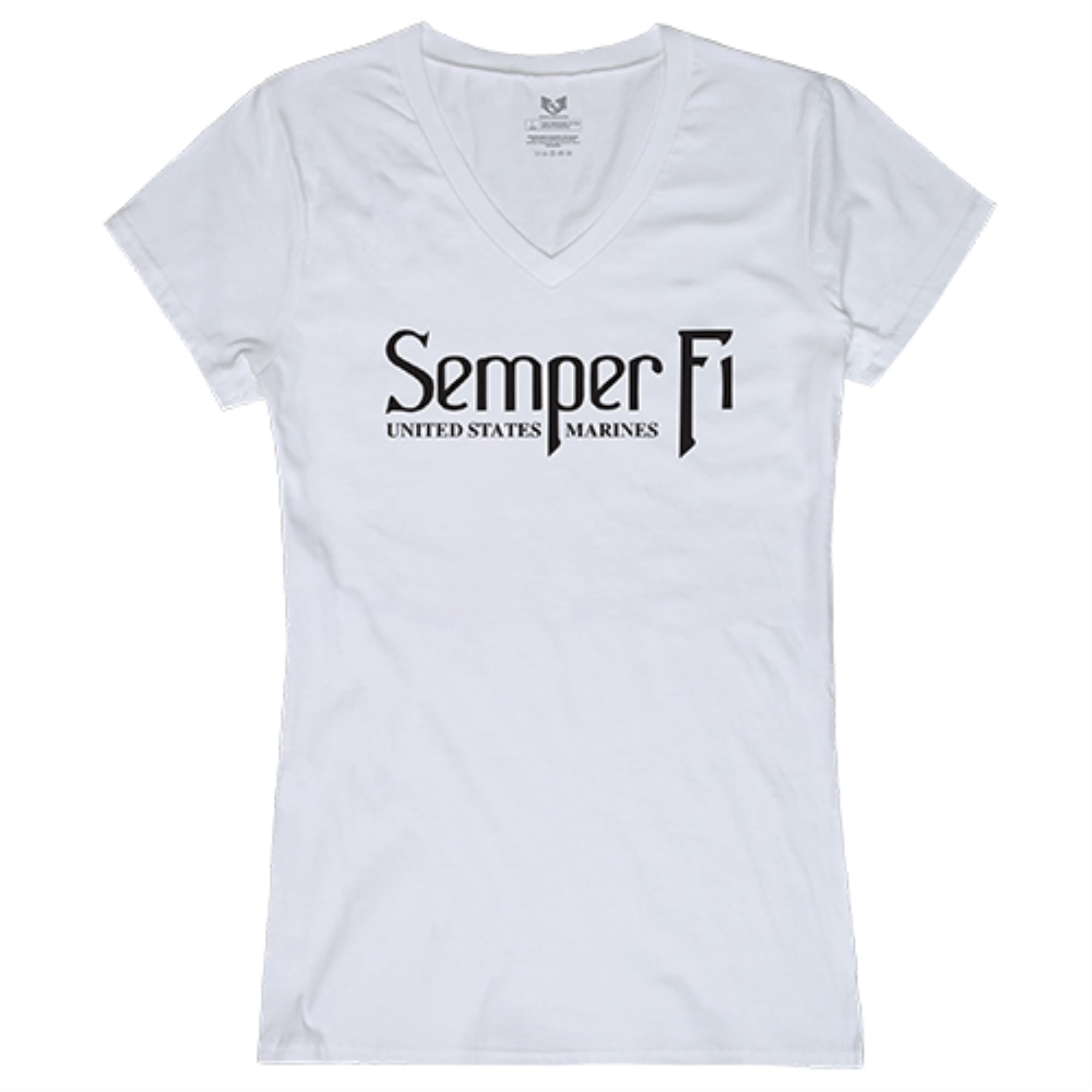 Graphic V-Neck, Semper Fi, White, S