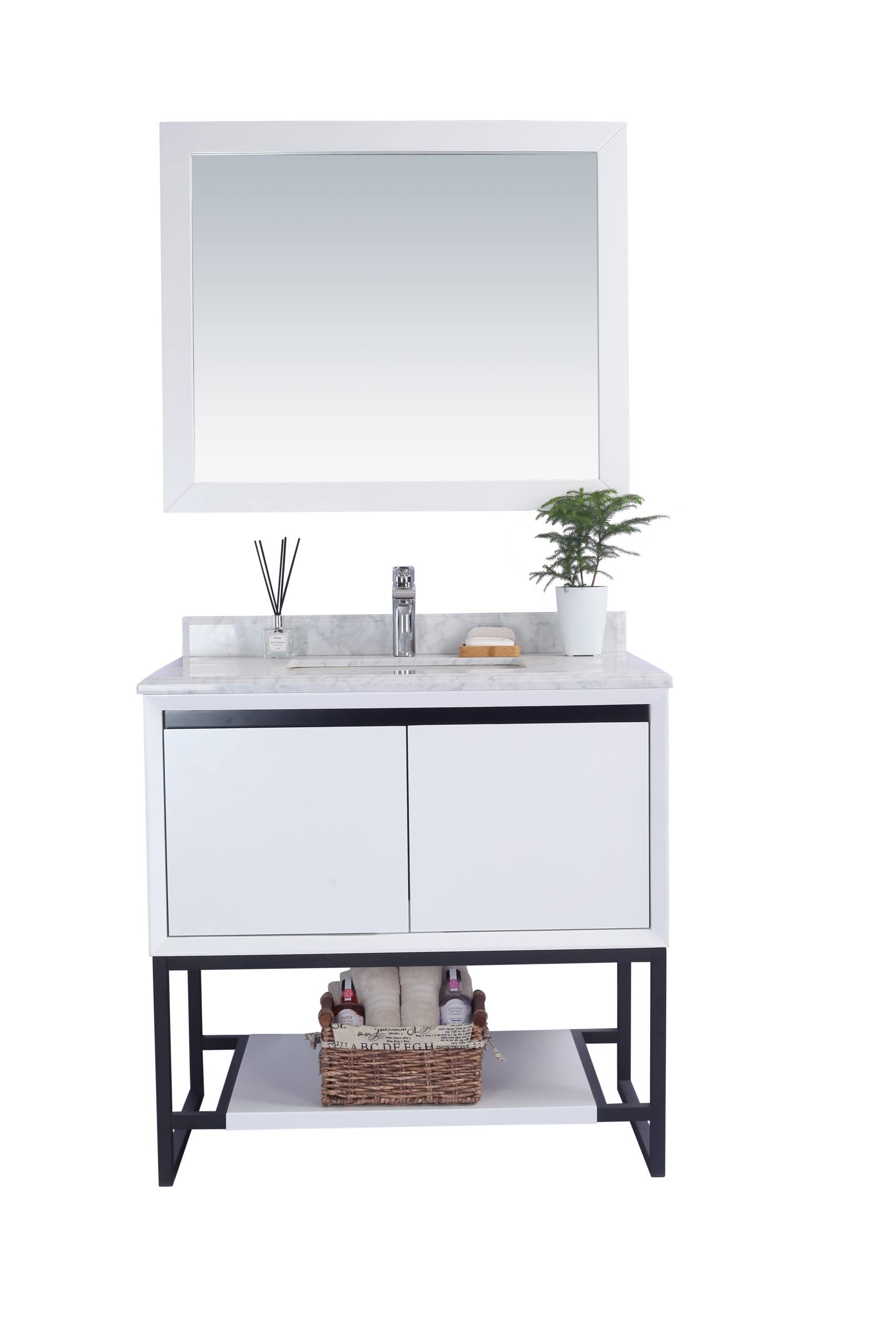 Alto 36 - White Cabinet + White Carrara Marble Countertop