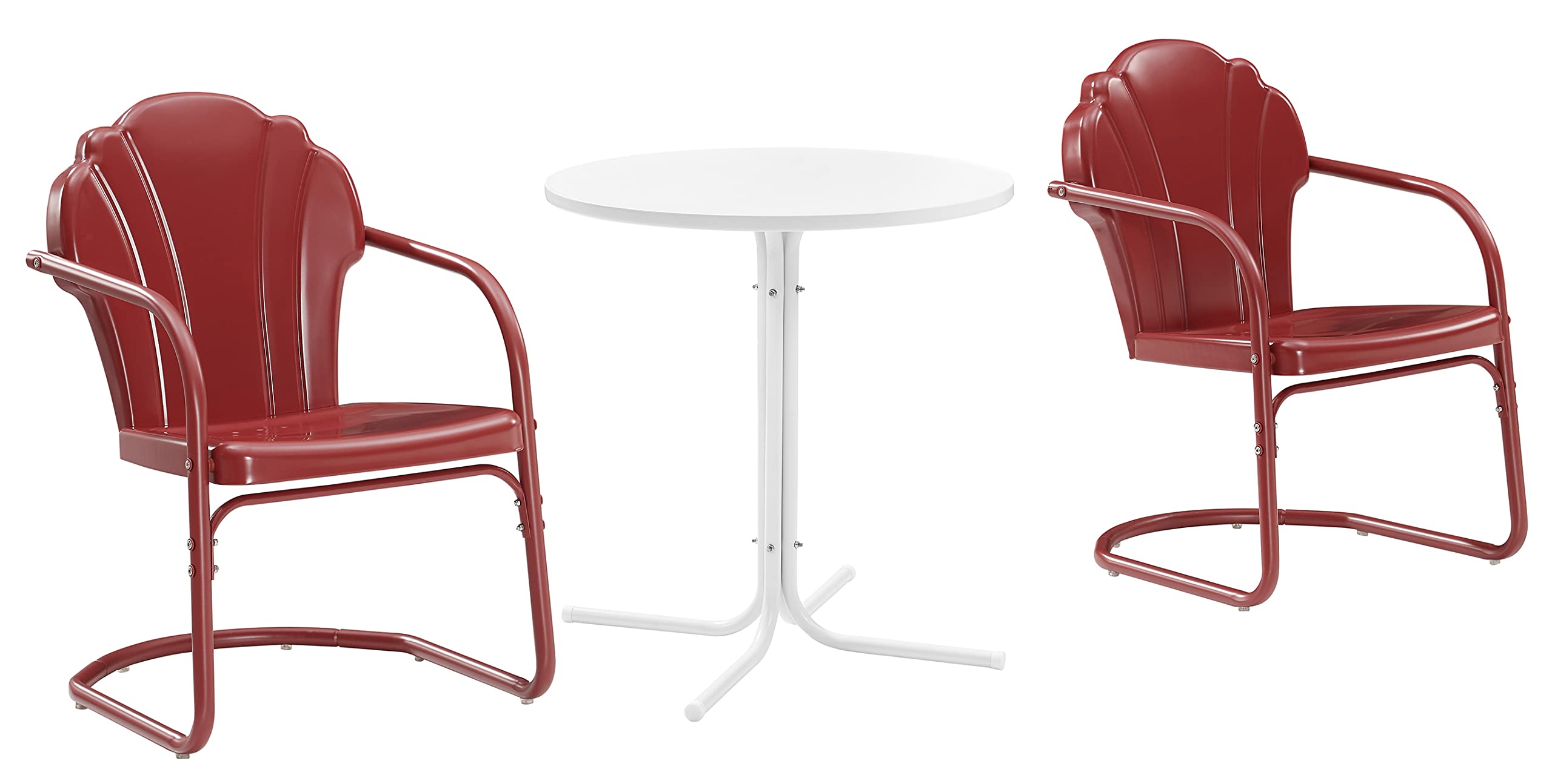 Tulip 3Pc Outdoor Metal Bistro Set- Bistro Table & 2 Chairs