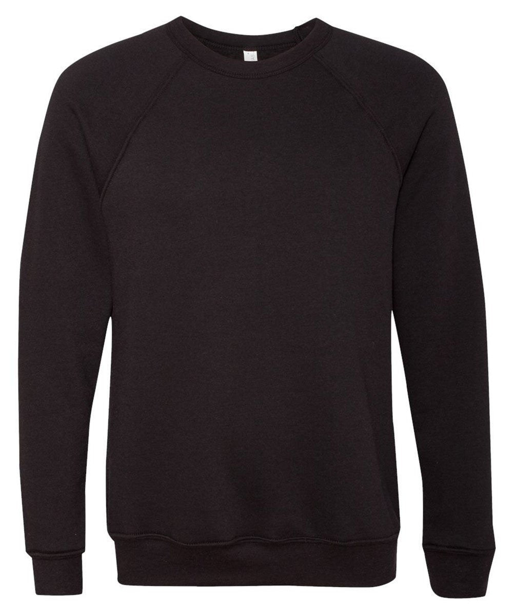 BELLA + CANVAS Unisex Sponge Fleece Raglan Crewneck Sweatshirt - Black, S
