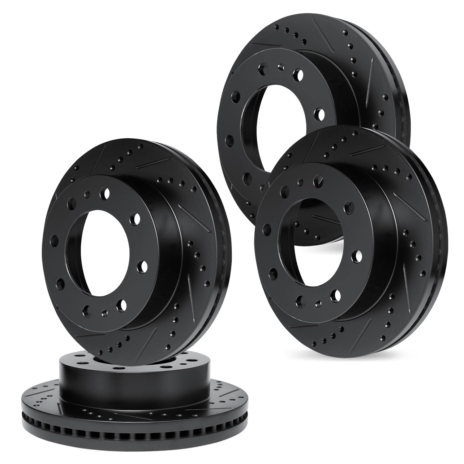 R1 Concepts Drilled and Slotted Black Disc Brake Rotor Set WHPN2-46025